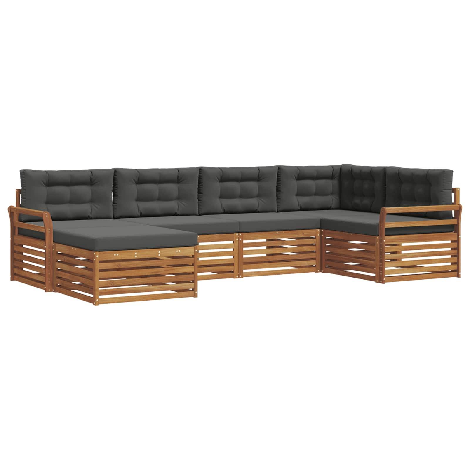 vidaXL Outdoor-Sofagarnitur mit Kissen 6 pcs Natur und Anthrazit