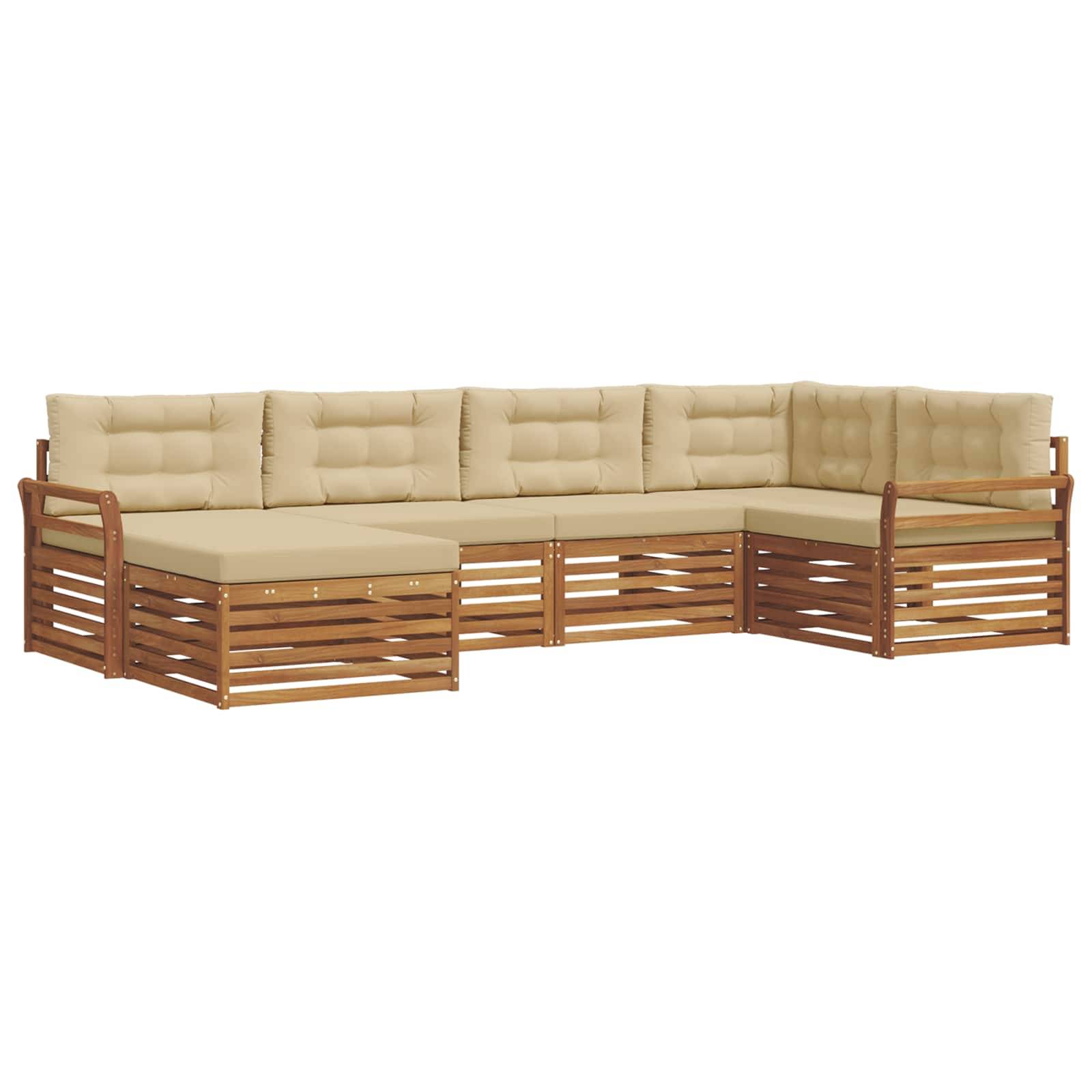 vidaXL Outdoor-Sofagarnitur mit Kissen 6 pcs Natur und Beige