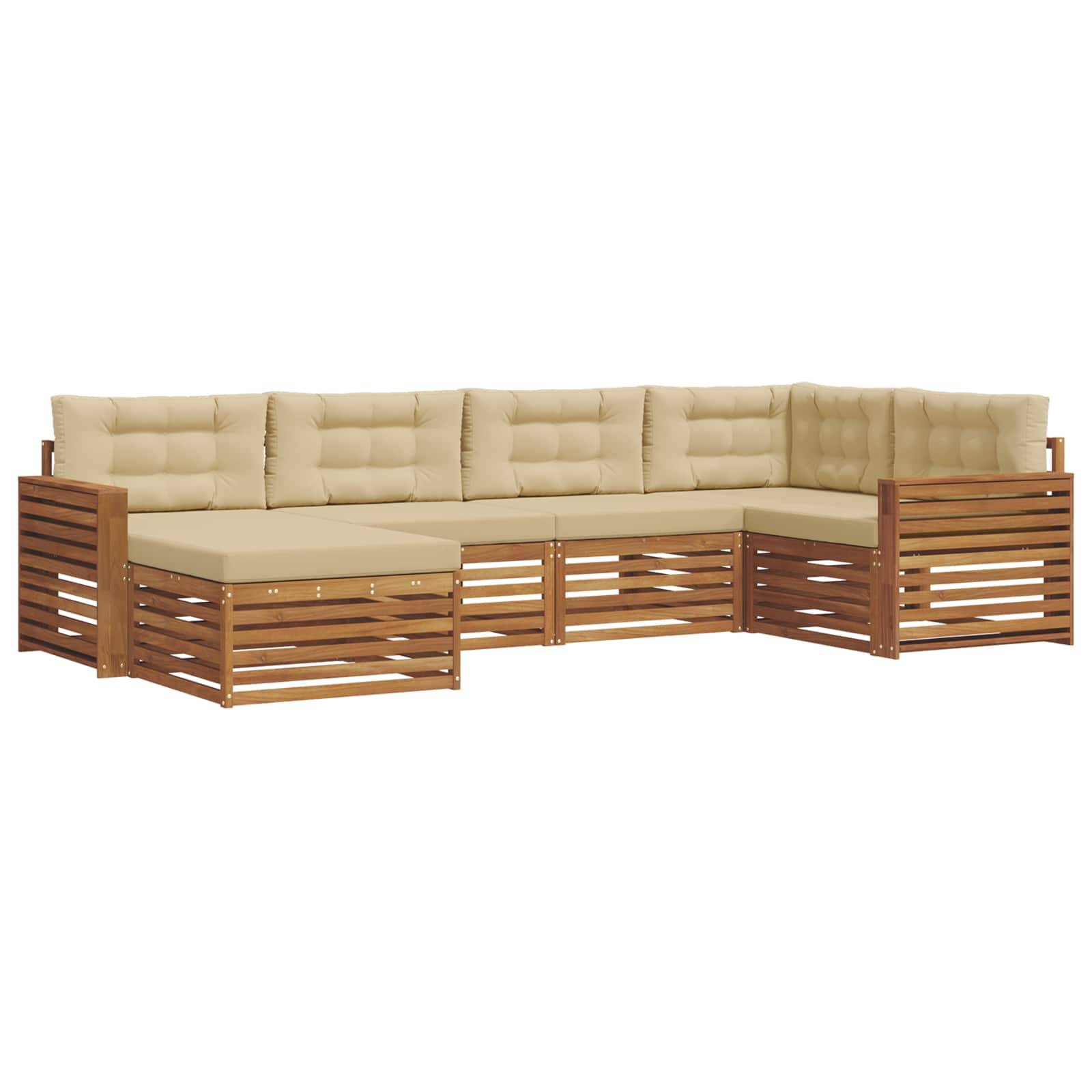 vidaXL Outdoor-Sofagarnitur mit Kissen 6 pcs Natur und Beige