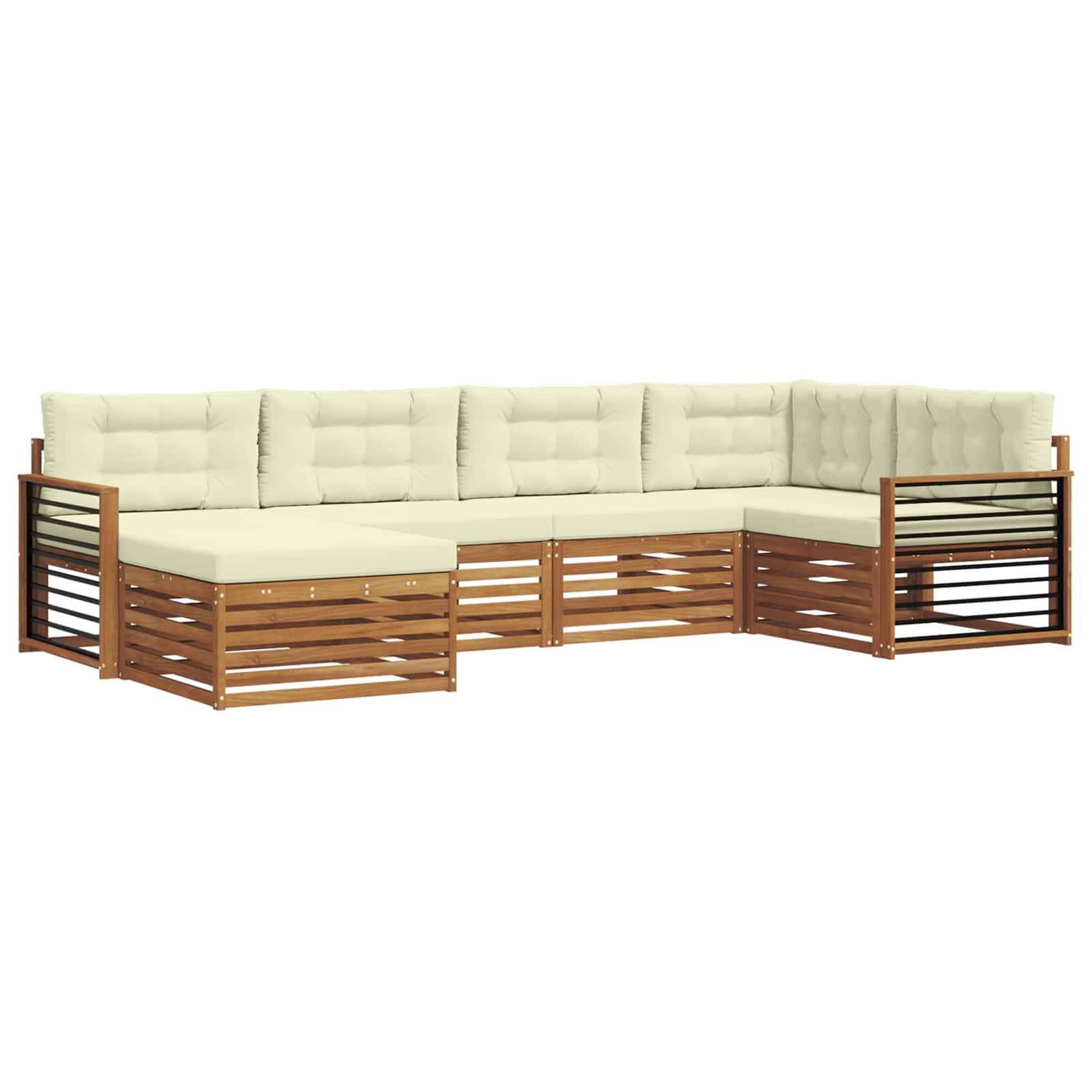 vidaXL Outdoor-Sofagarnitur mit Kissen 6 pcs Natur und Creme