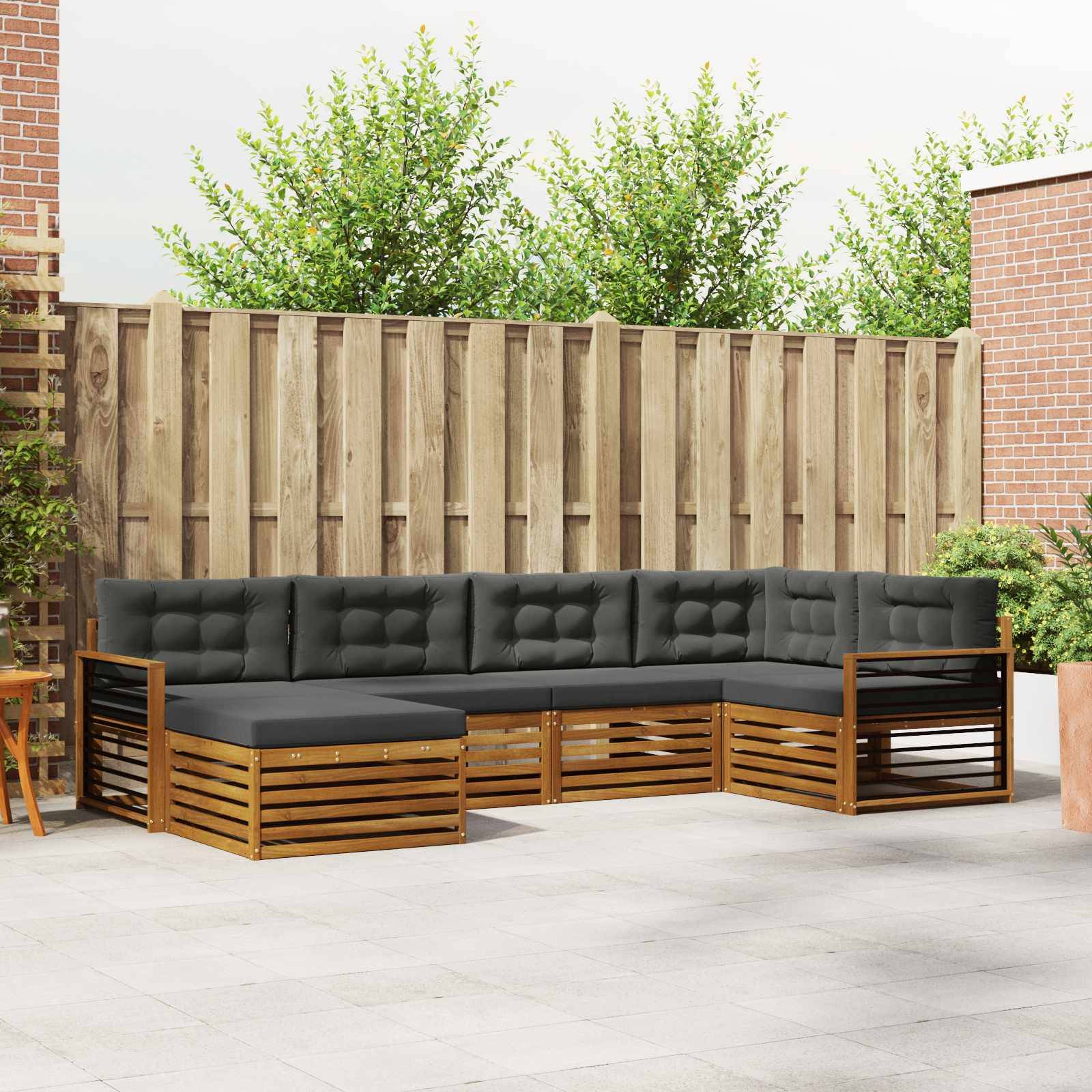 vidaXL Outdoor-Sofagarnitur mit Kissen 6 pcs Natur und Anthrazit