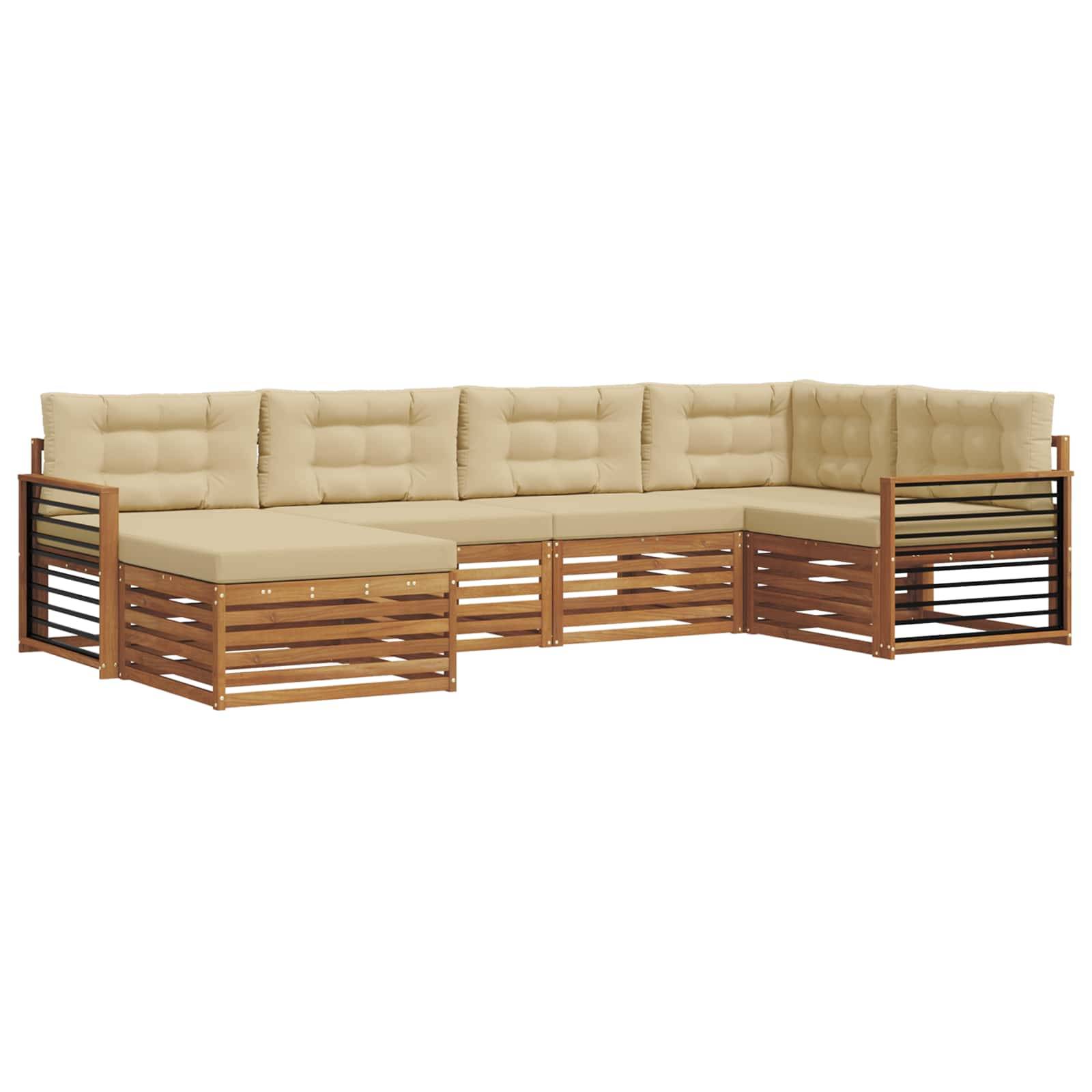 vidaXL Outdoor-Sofagarnitur mit Kissen 6 pcs Natur und Beige