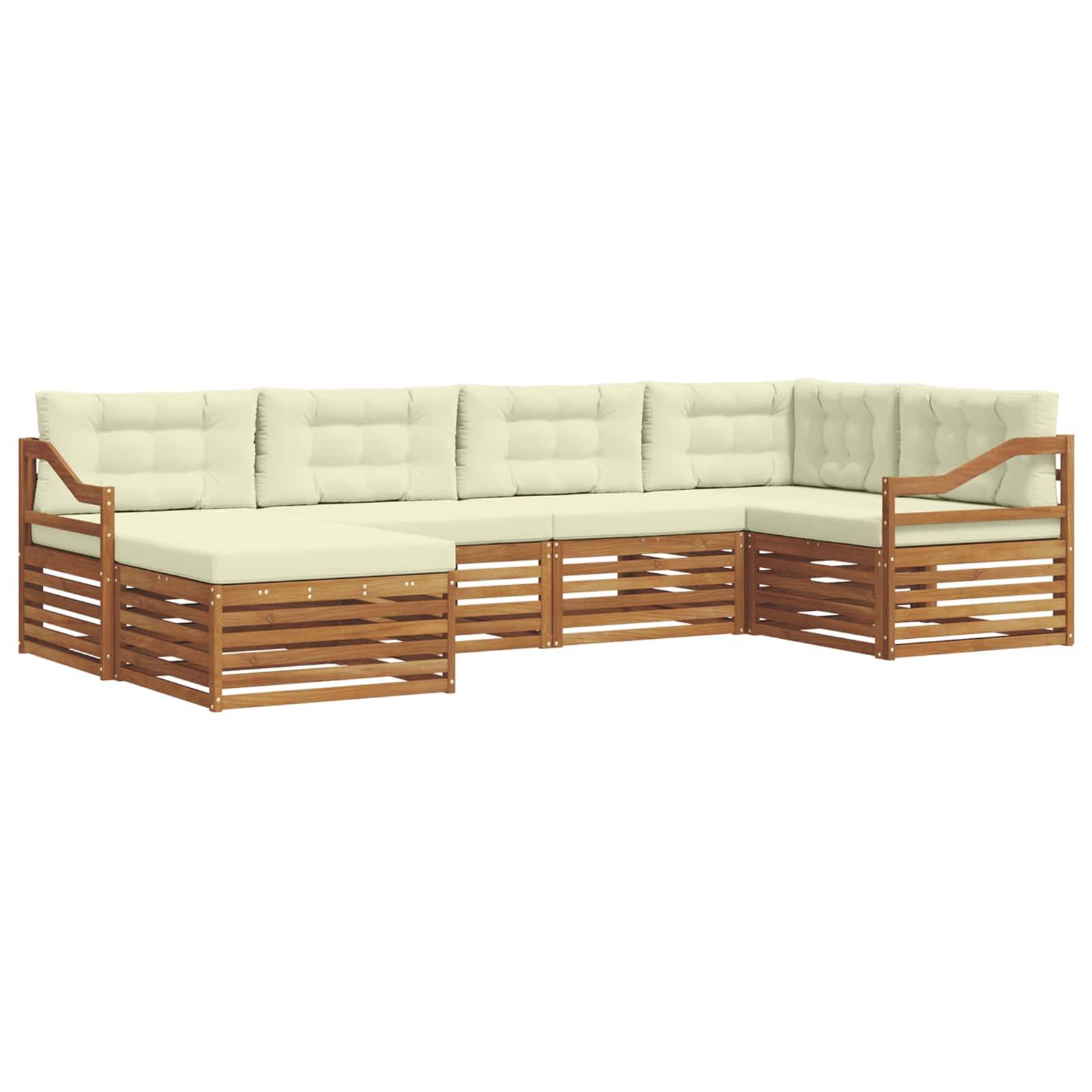 vidaXL Outdoor-Sofagarnitur mit Kissen 6 pcs Natur und Creme