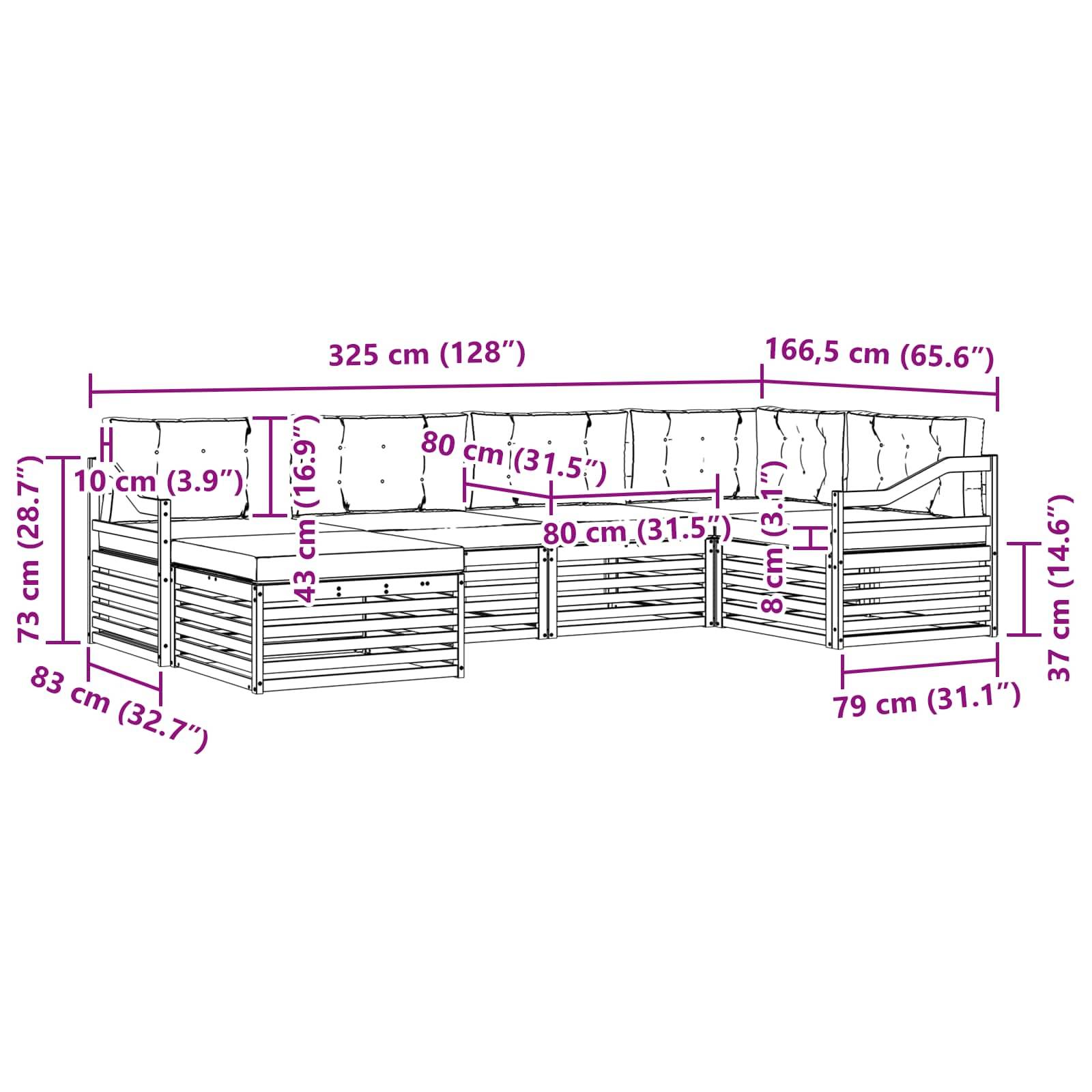 vidaXL Outdoor-Sofagarnitur mit Kissen 6 pcs Weiß und Creme Polyester