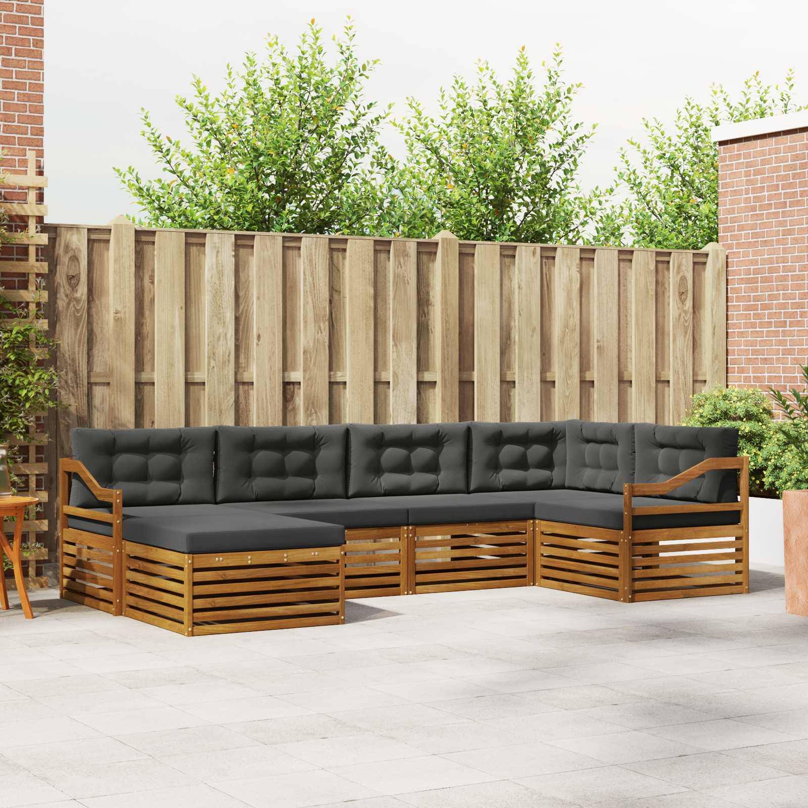 vidaXL Outdoor-Sofagarnitur mit Kissen 6 pcs Natur und Anthrazit