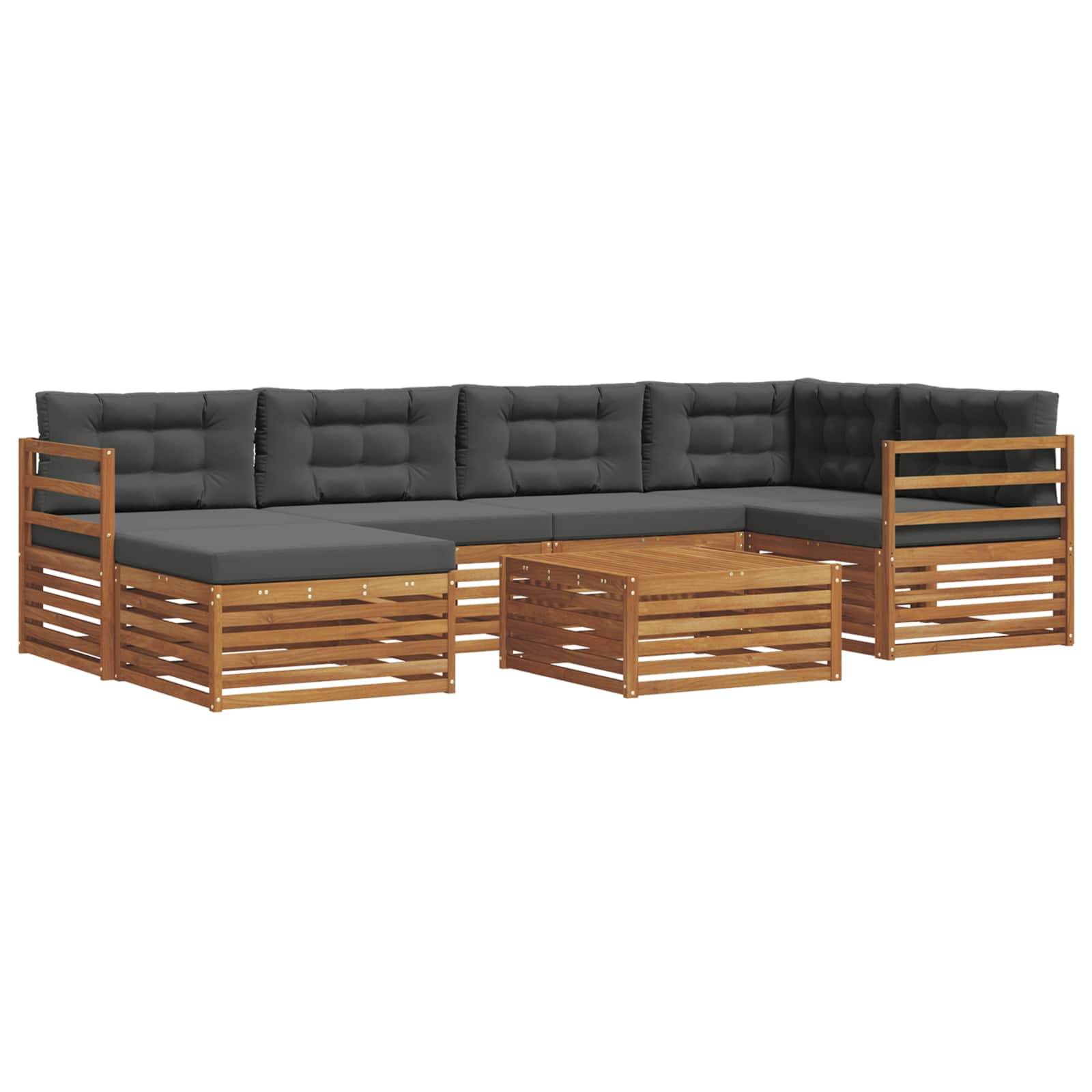 vidaXL Outdoor-Sofagarnitur mit Kissen 7 pcs Natur und Anthrazit