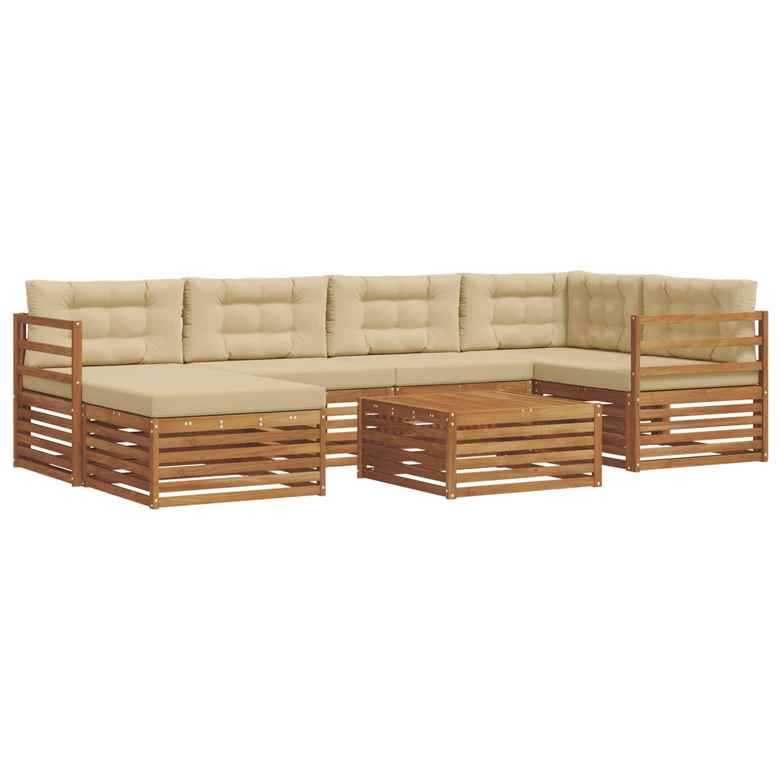 vidaXL Outdoor-Sofagarnitur mit Kissen 7 pcs Natur und Beige