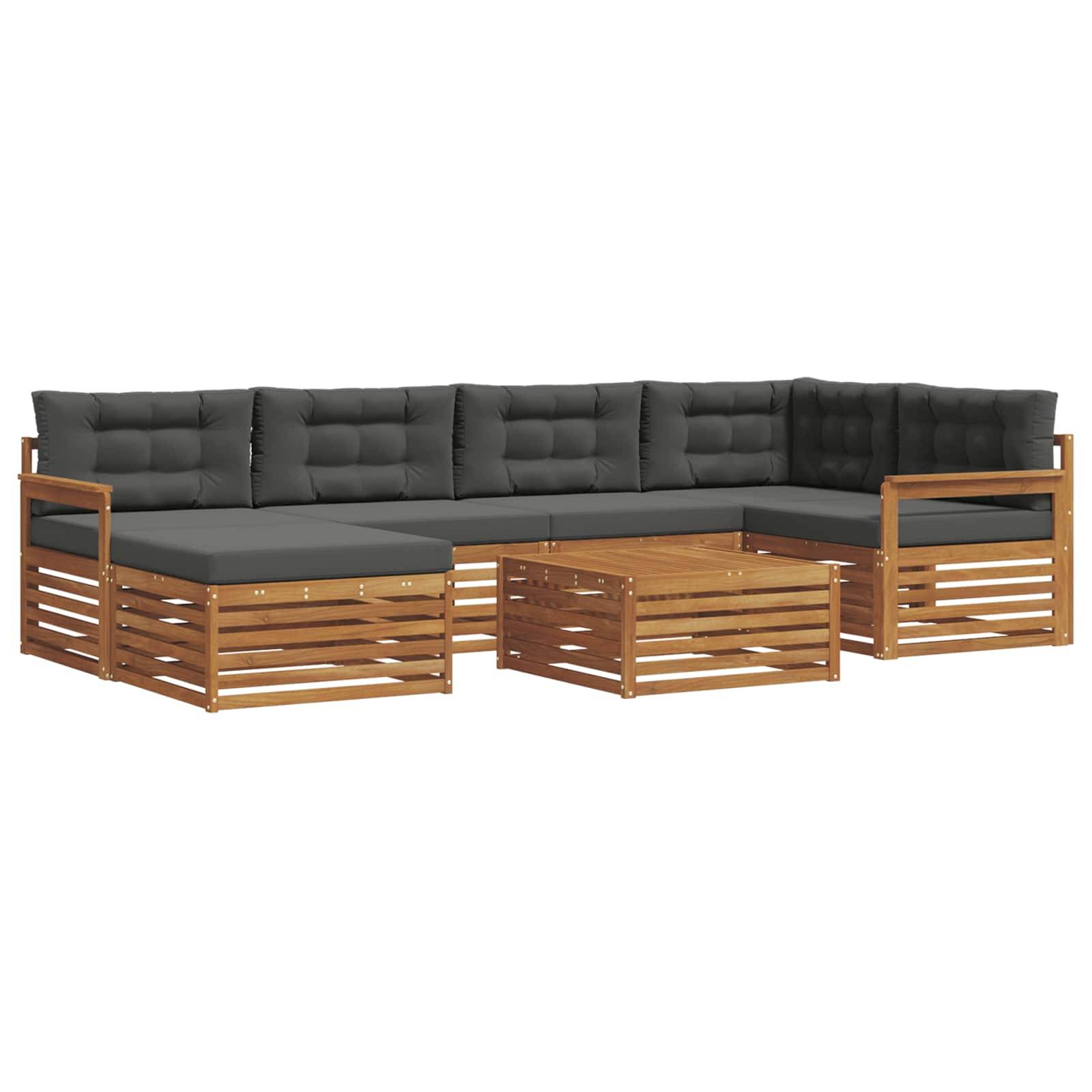 vidaXL Outdoor-Sofagarnitur mit Kissen 7 pcs Natur und Anthrazit