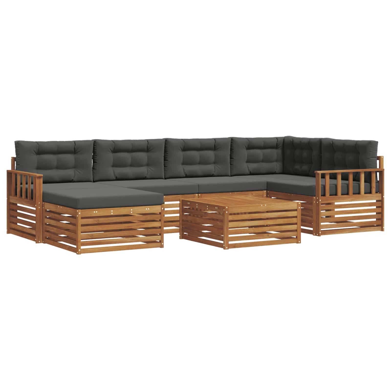 vidaXL Outdoor-Sofagarnitur mit Kissen 7 pcs Natur und Anthrazit