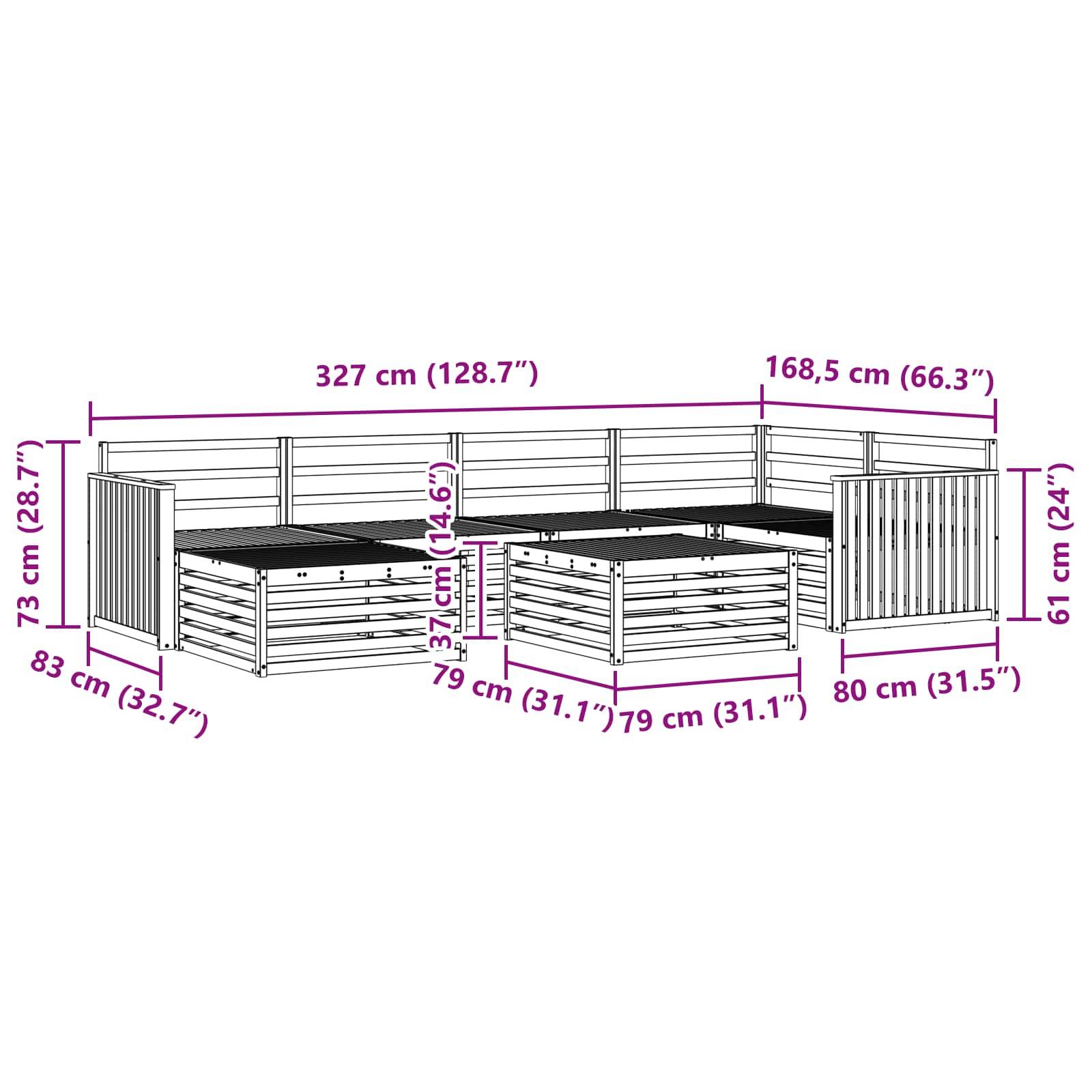 vidaXL Outdoor-Sofagarnitur 7 pcs Weiß Massivholz Akazie