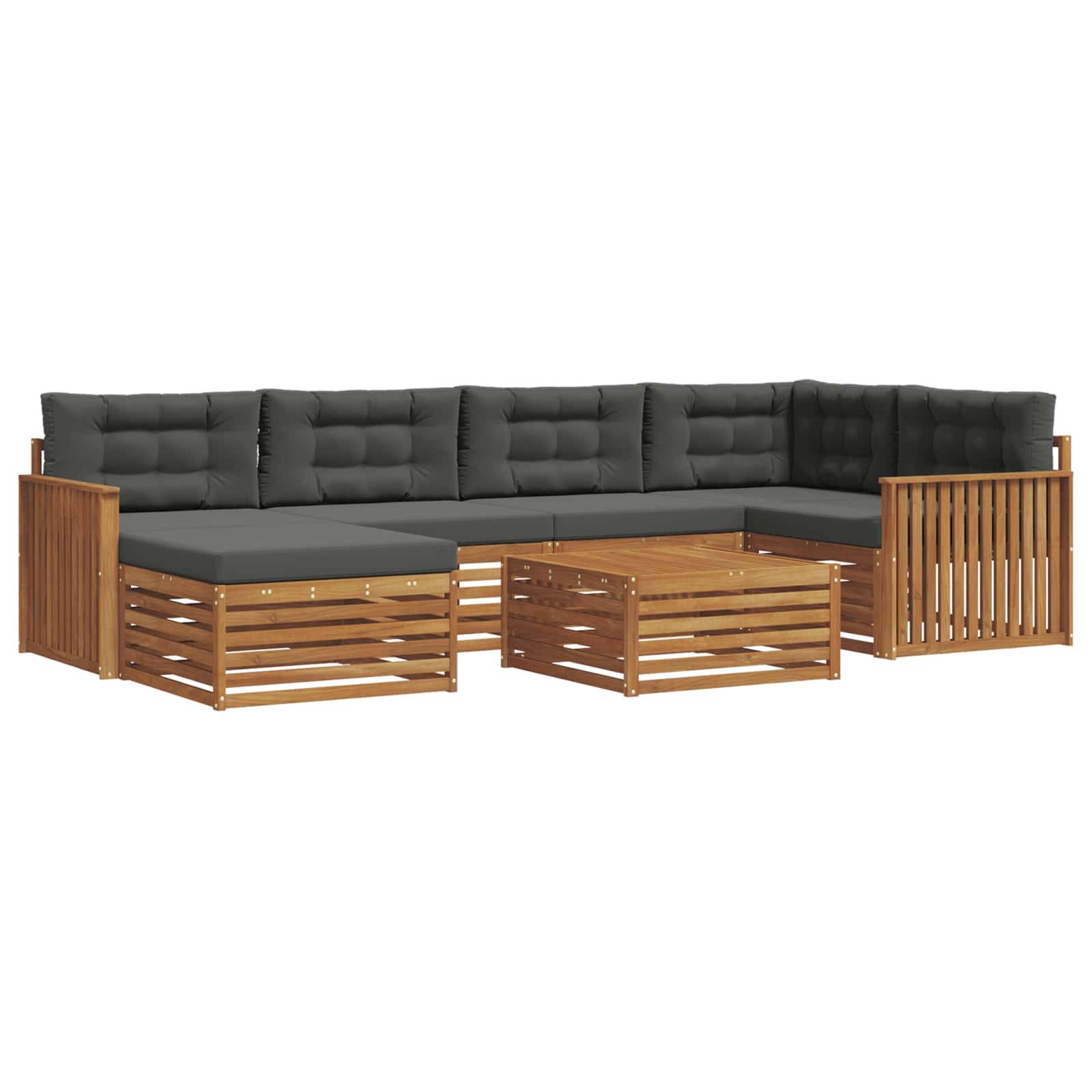 vidaXL Outdoor-Sofagarnitur mit Kissen 7 pcs Natur und Anthrazit