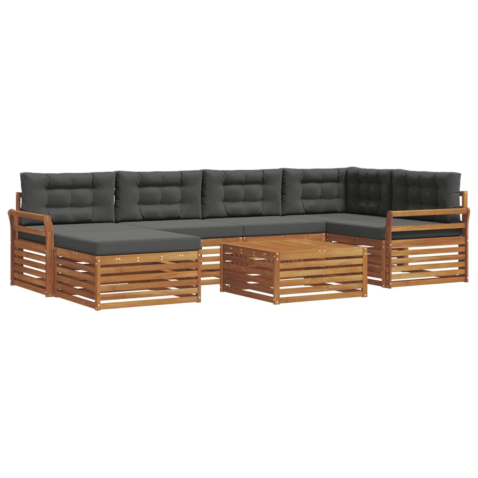 vidaXL Outdoor-Sofagarnitur mit Kissen 7 pcs Natur und Anthrazit