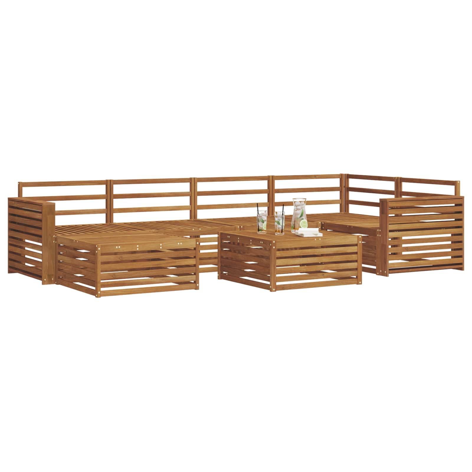 vidaXL Outdoor-Sofagarnitur 7 pcs Natur Massivholz Akazie