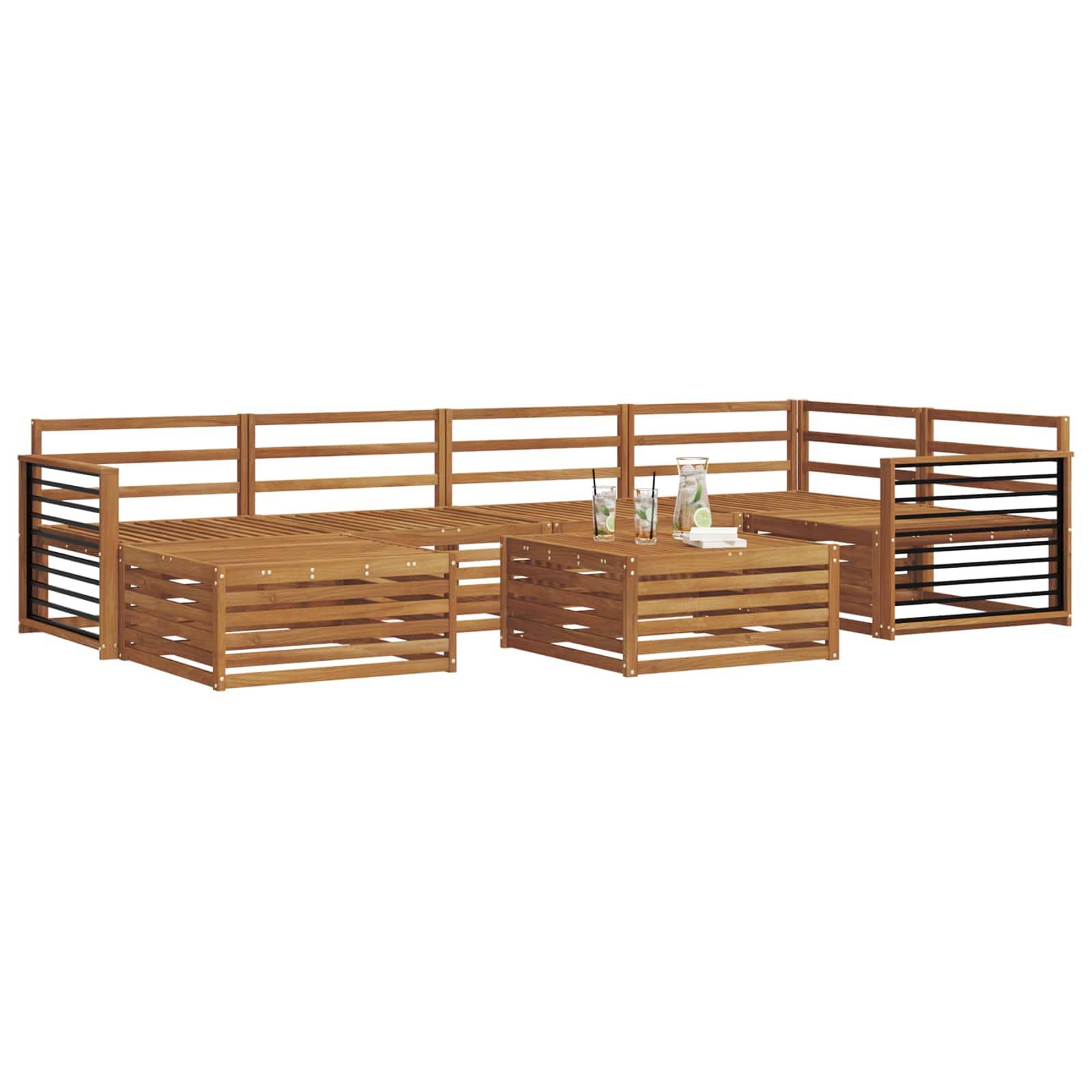 vidaXL Outdoor-Sofagarnitur 7 pcs Natur Massivholz Akazie