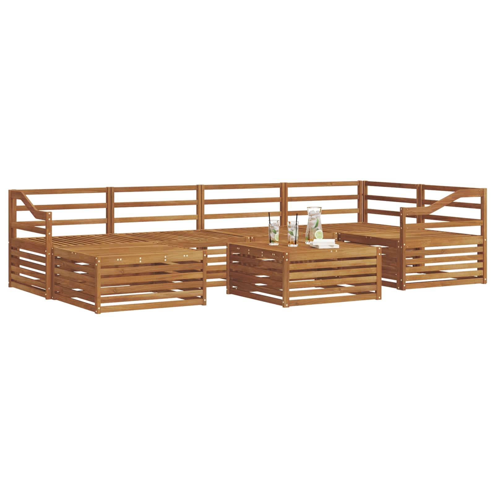 vidaXL Outdoor-Sofagarnitur 7 pcs Natur Massivholz Akazie