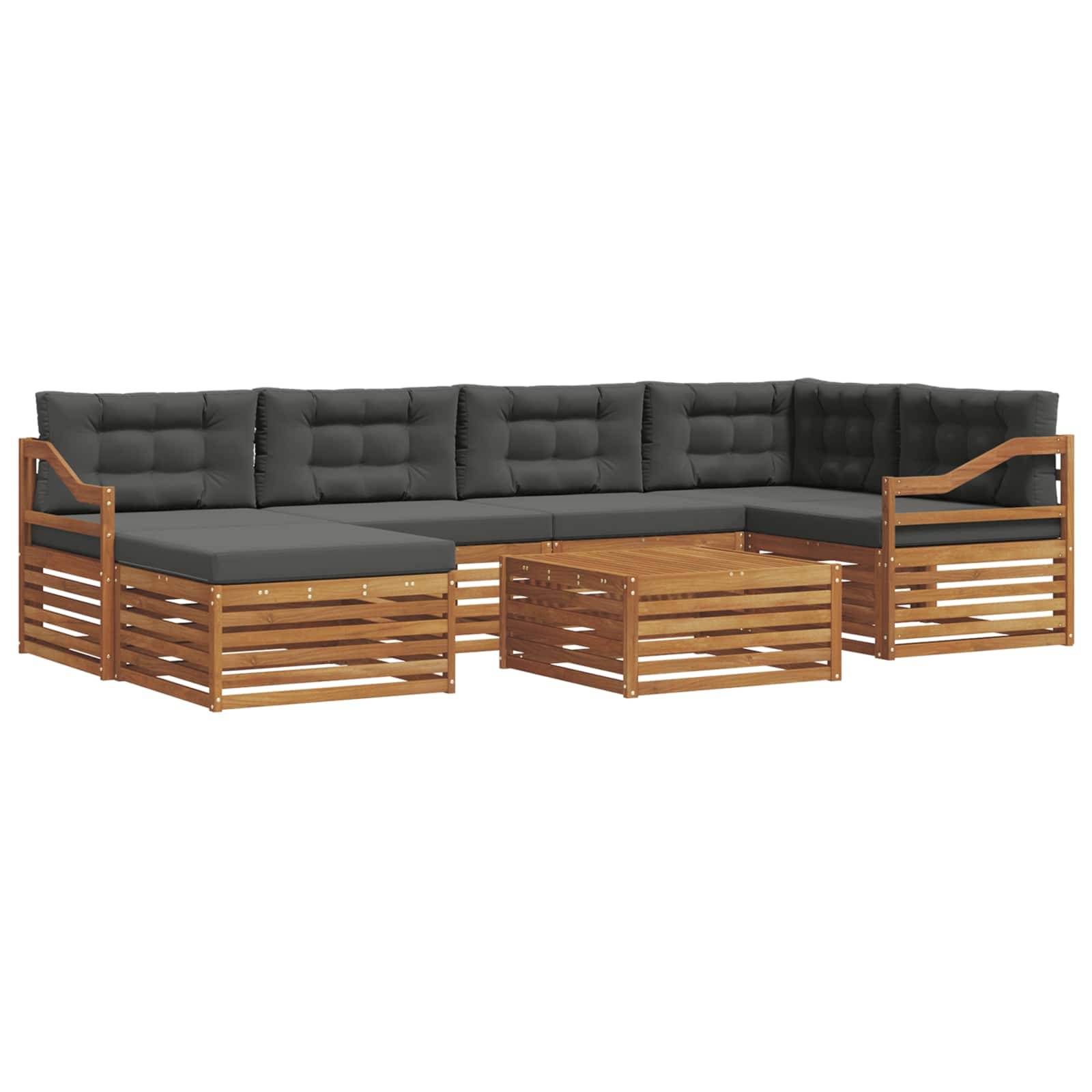 vidaXL Outdoor-Sofagarnitur mit Kissen 7 pcs Natur und Anthrazit