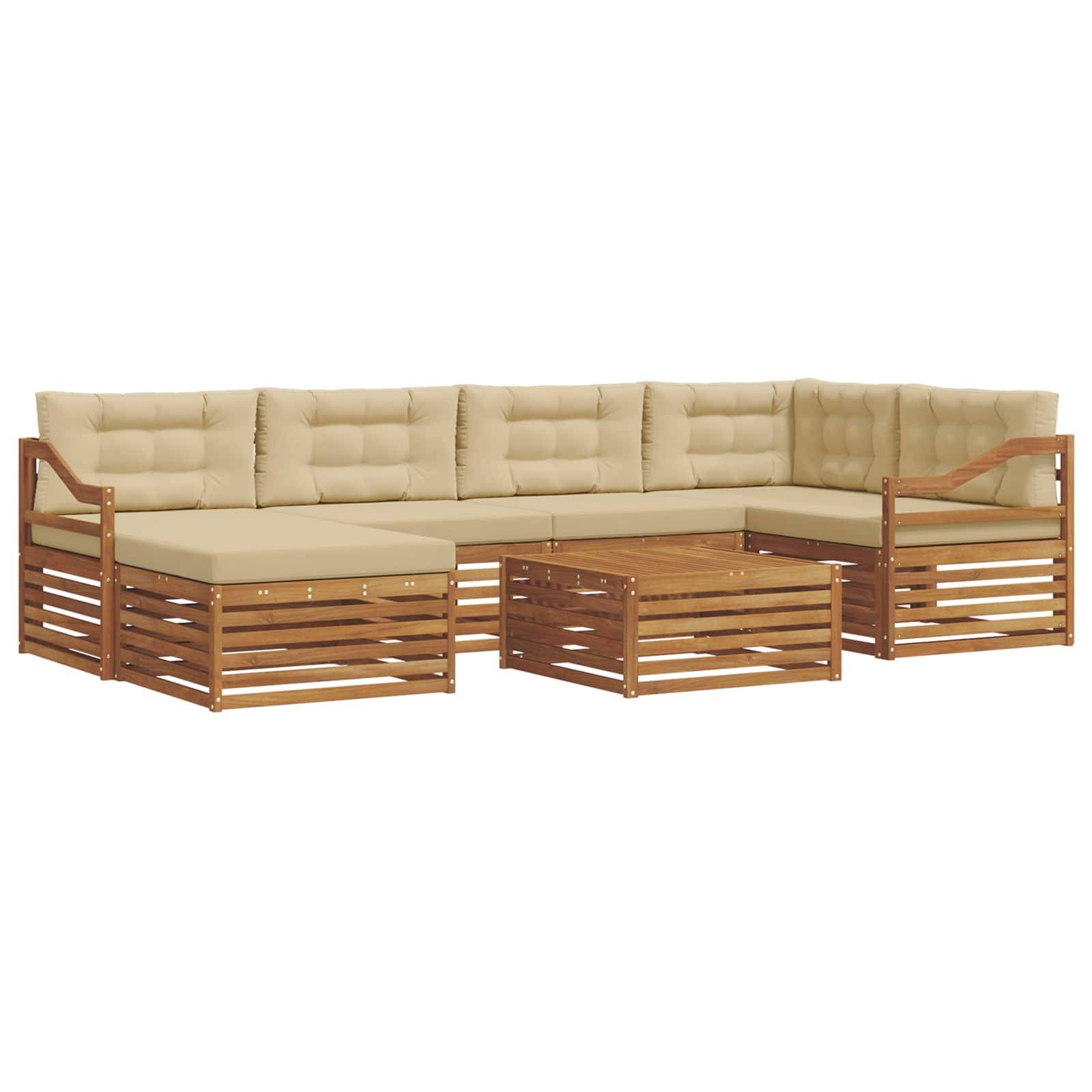 vidaXL Outdoor-Sofagarnitur mit Kissen 7 pcs Natur und Beige