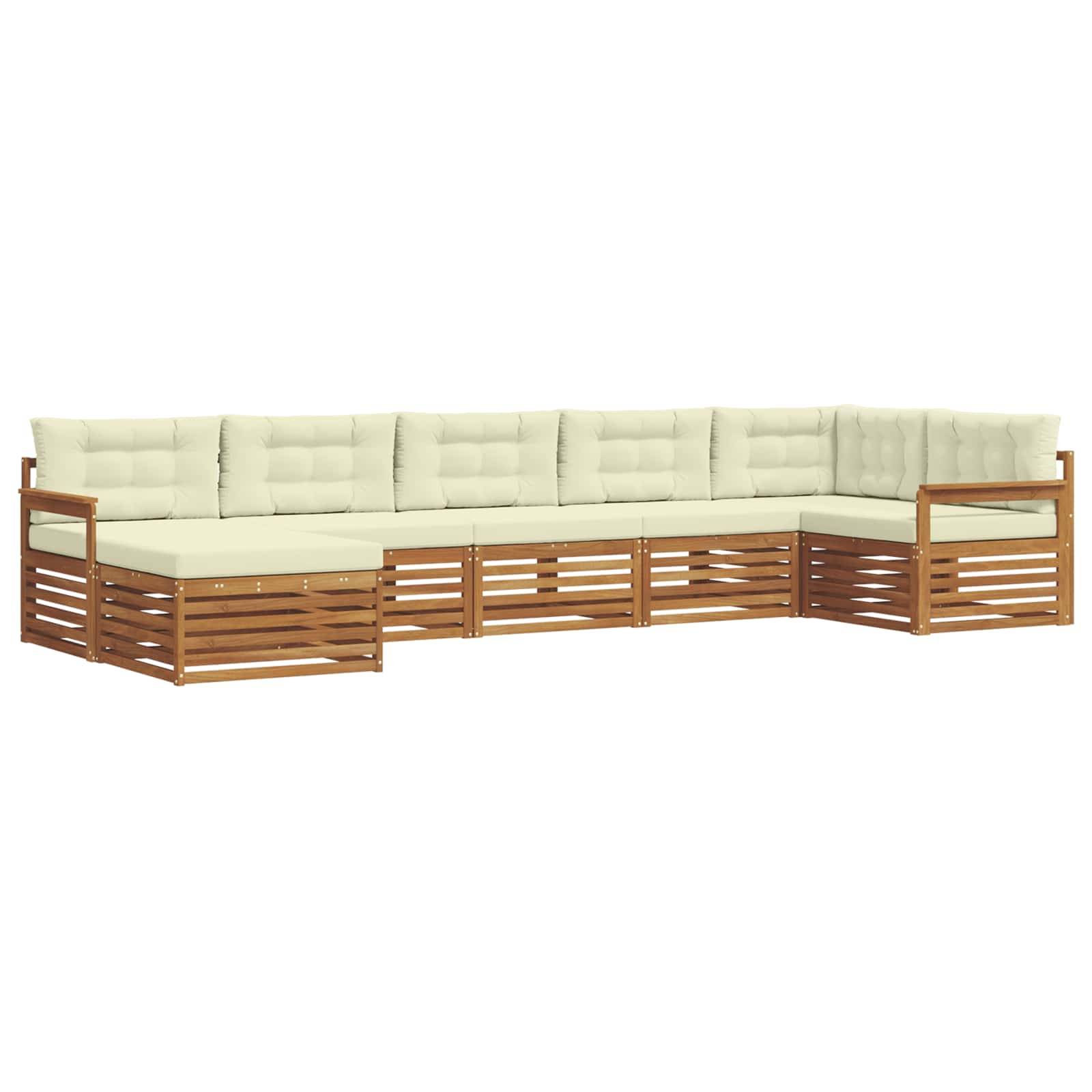 vidaXL Sofagarnituren 7 pcs Natur und Creme Massivholz Akazie