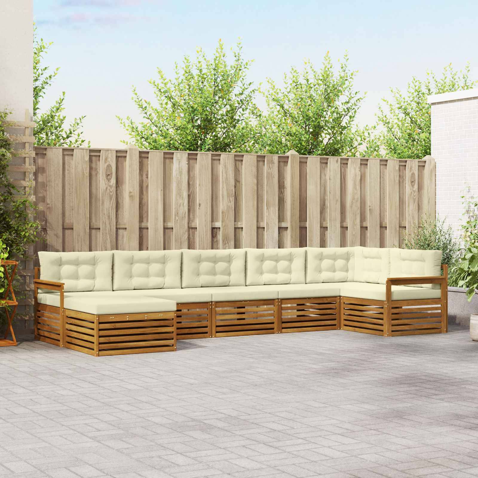 vidaXL Sofagarnituren 7 pcs Natur und Creme Massivholz Akazie