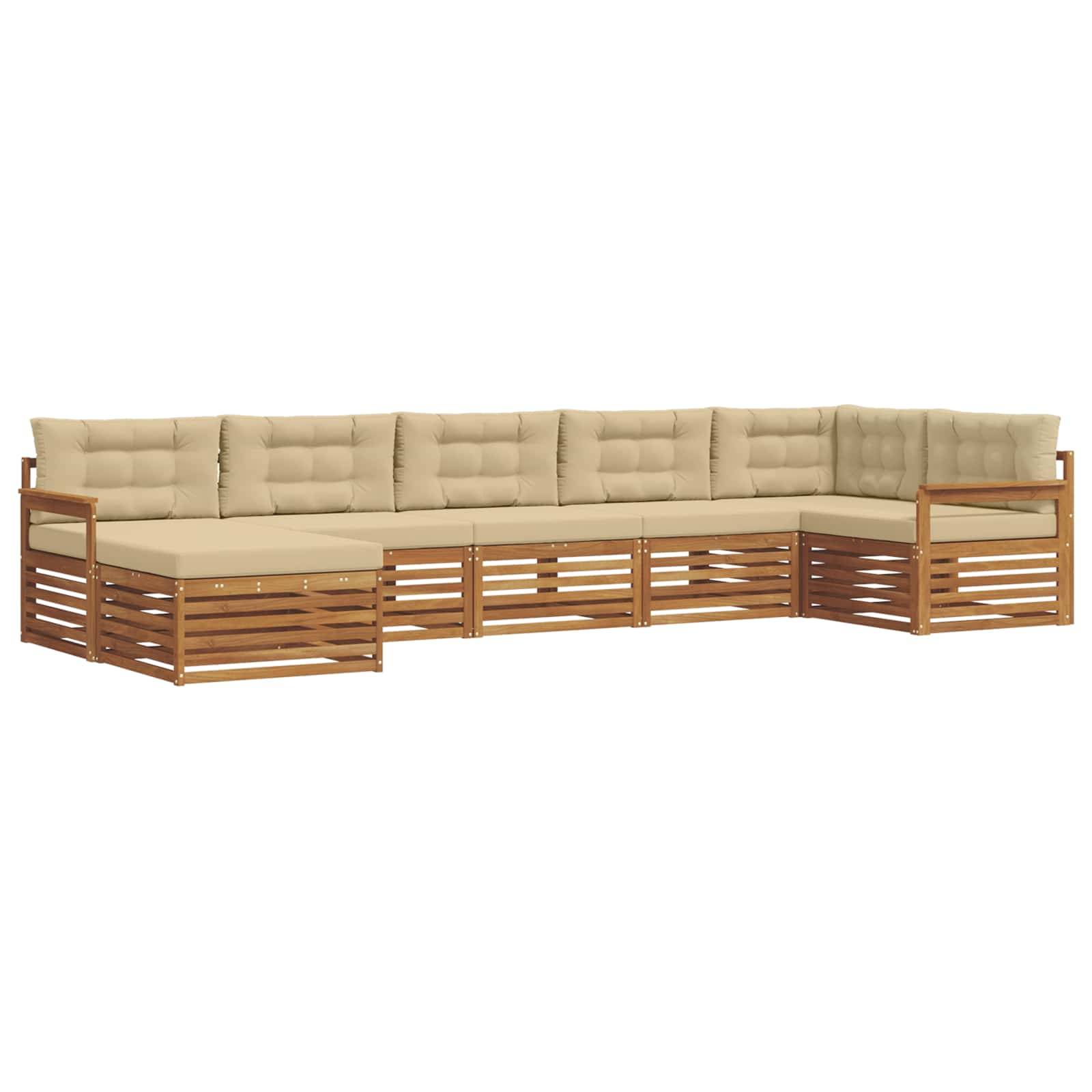 vidaXL Sofagarnituren 7 pcs Natur und Beige Massivholz Akazie