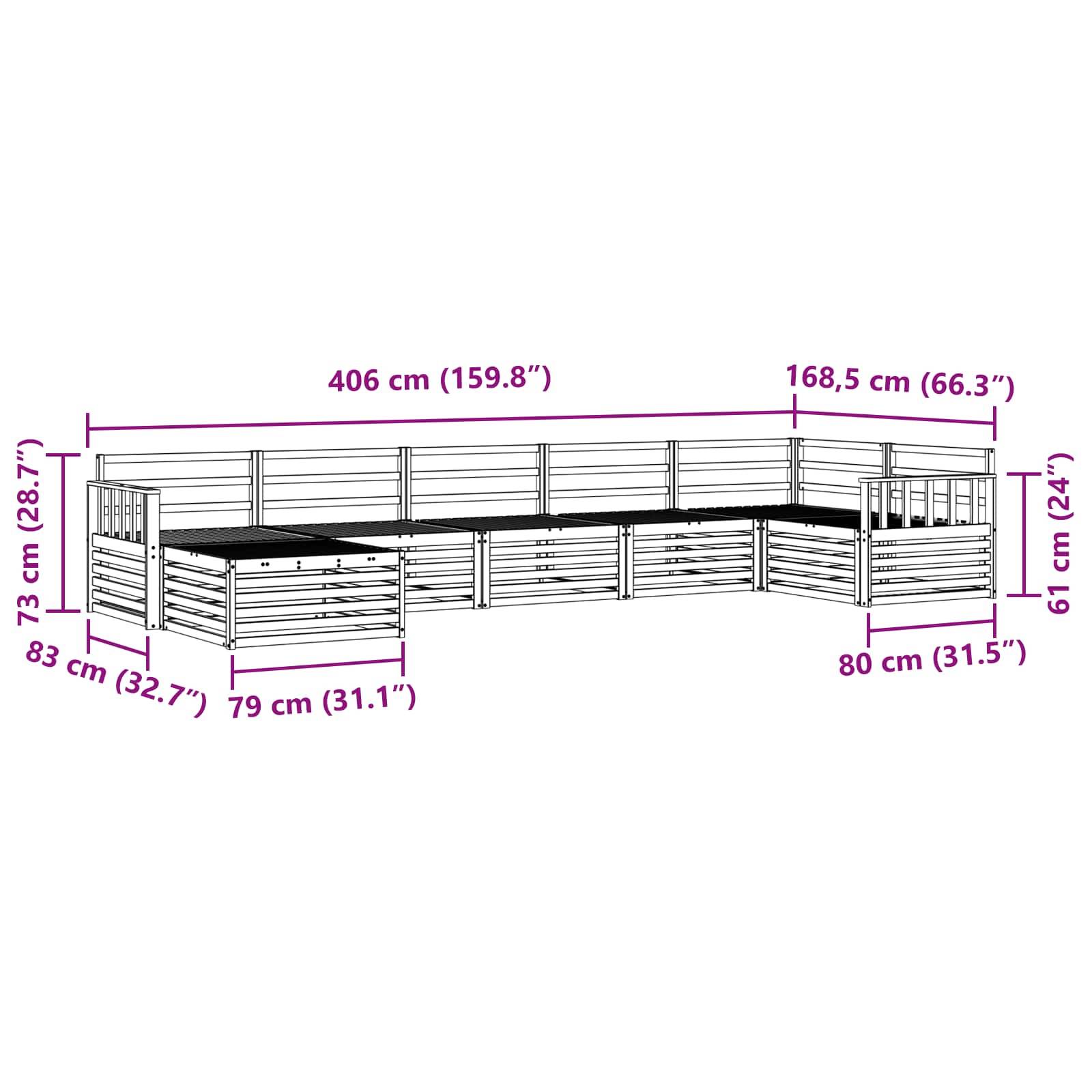 vidaXL Sofagarnituren 7 pcs Natur Massivholz Akazie