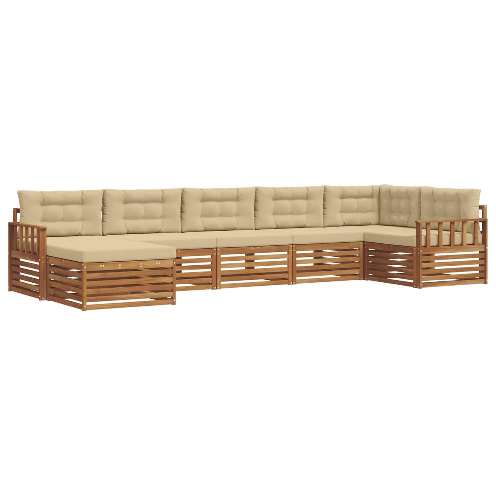 vidaXL Sofagarnituren 7 pcs Natur und Beige Massivholz Akazie