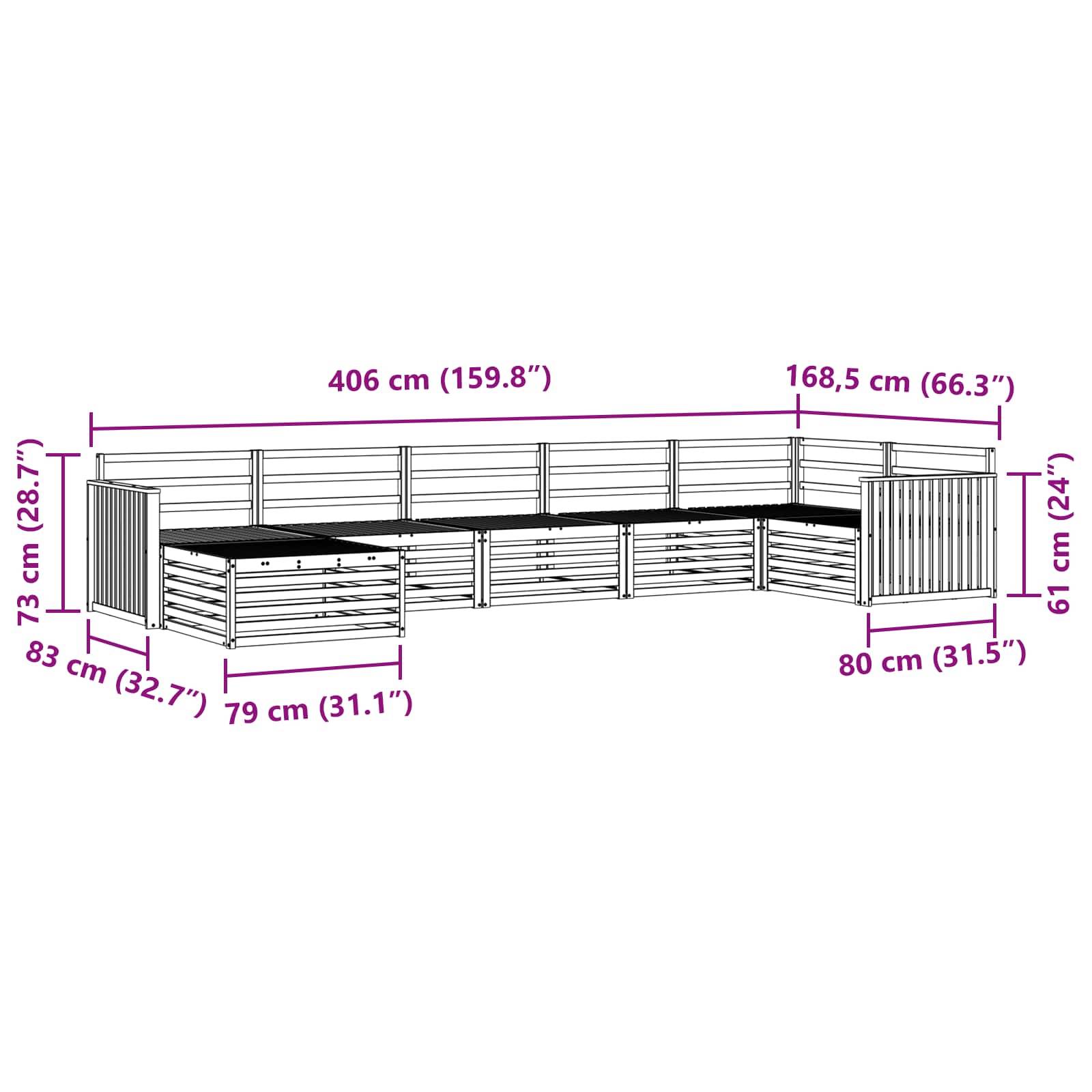 vidaXL Sofagarnituren 7 pcs Natur Massivholz Akazie