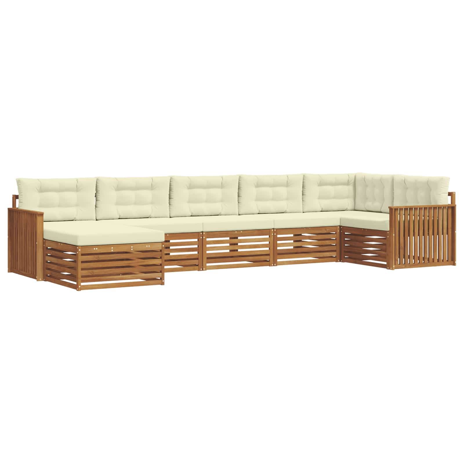 vidaXL Sofagarnituren 7 pcs Natur und Creme Massivholz Akazie