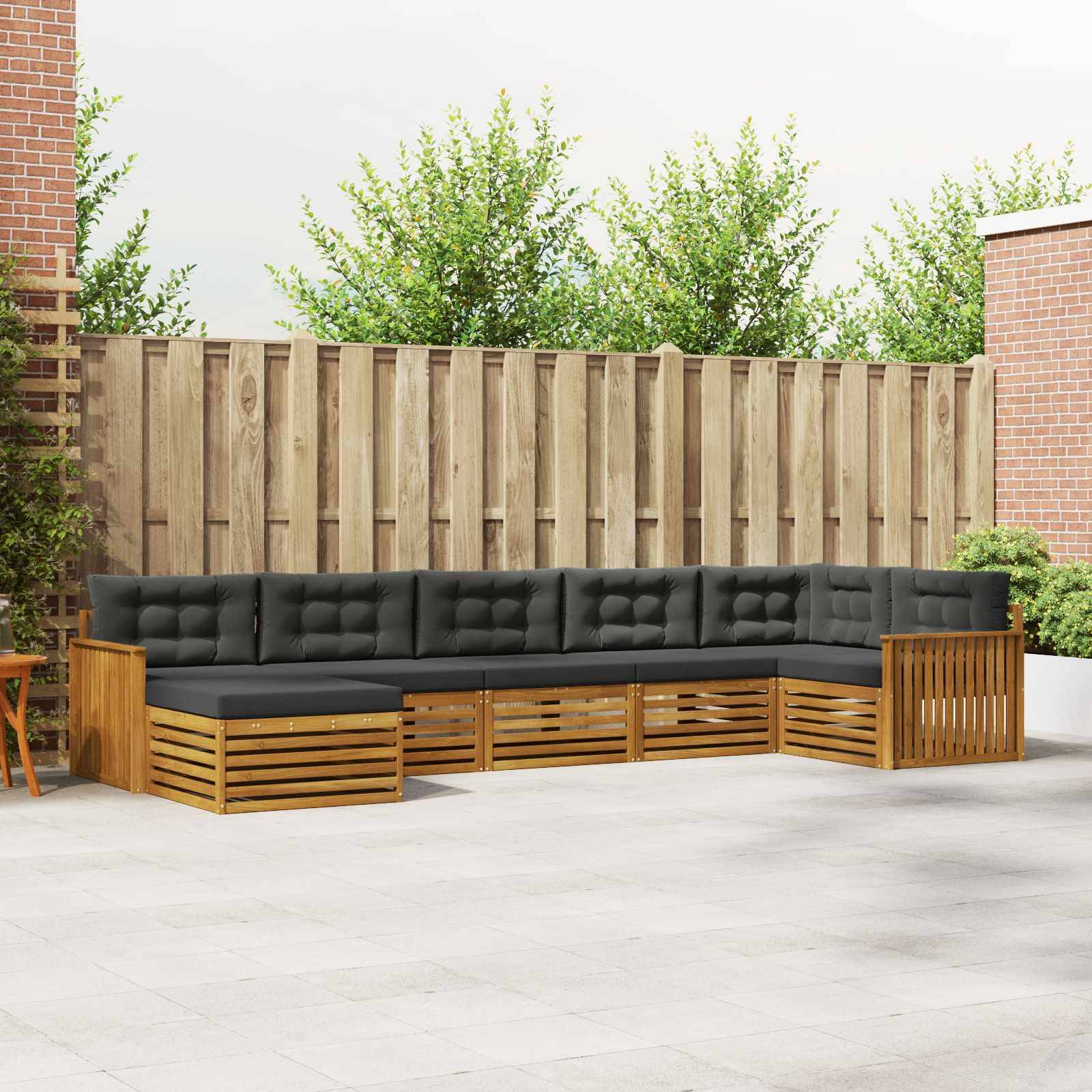 vidaXL Sofagarnituren 7 pcs Natur und Anthrazit Massivholz Akazie