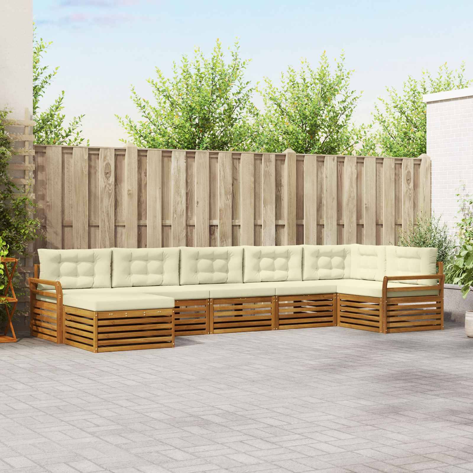 vidaXL Sofagarnituren 7 pcs Natur und Creme Massivholz Akazie