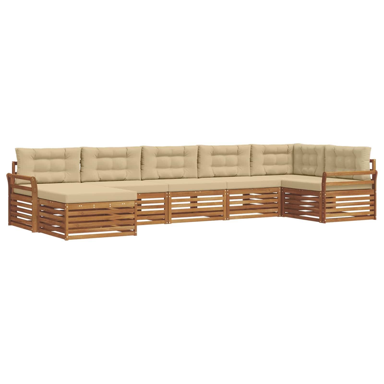 vidaXL Sofagarnituren 7 pcs Natur und Beige Massivholz Akazie