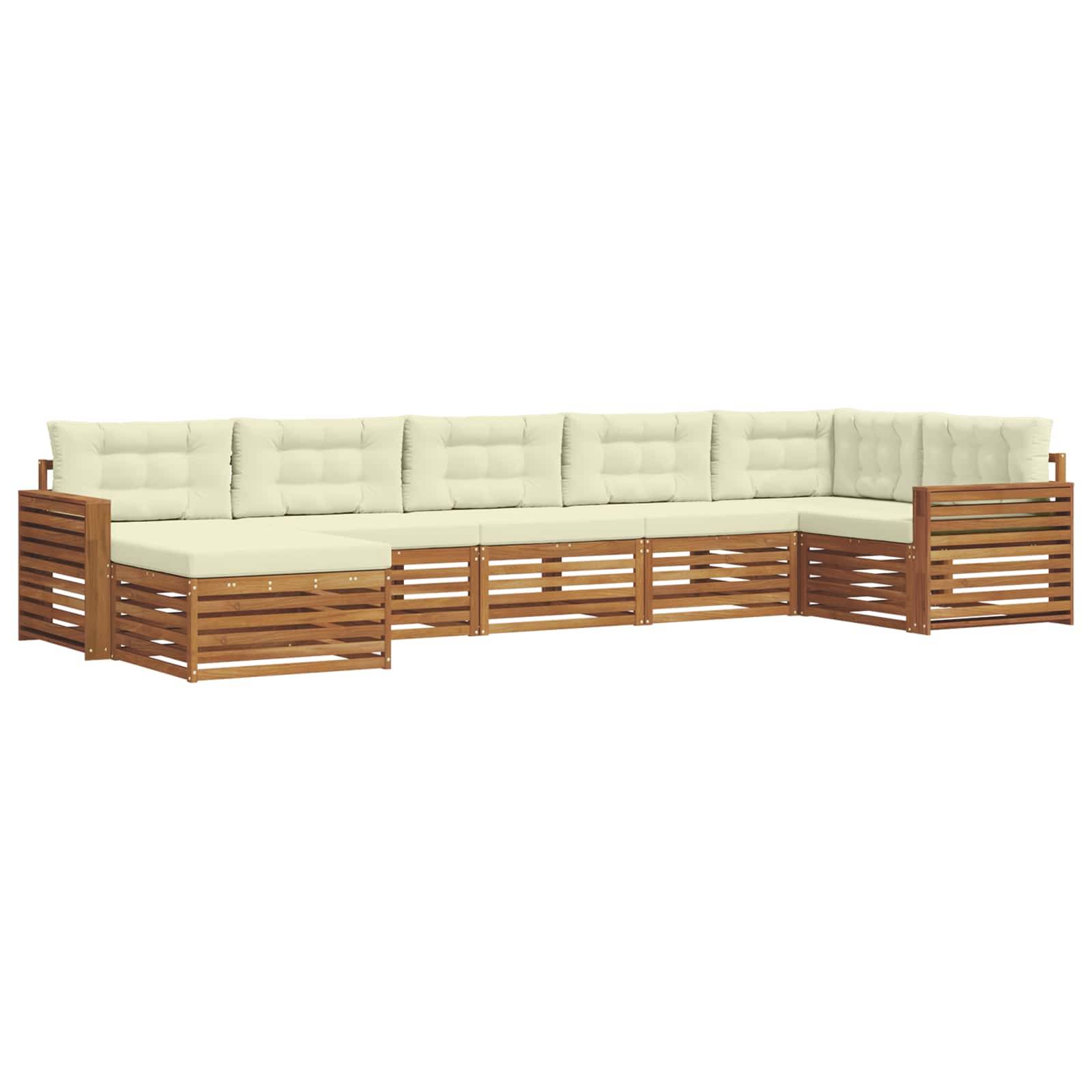 vidaXL Sofagarnituren 7 pcs Natur und Creme Massivholz Akazie