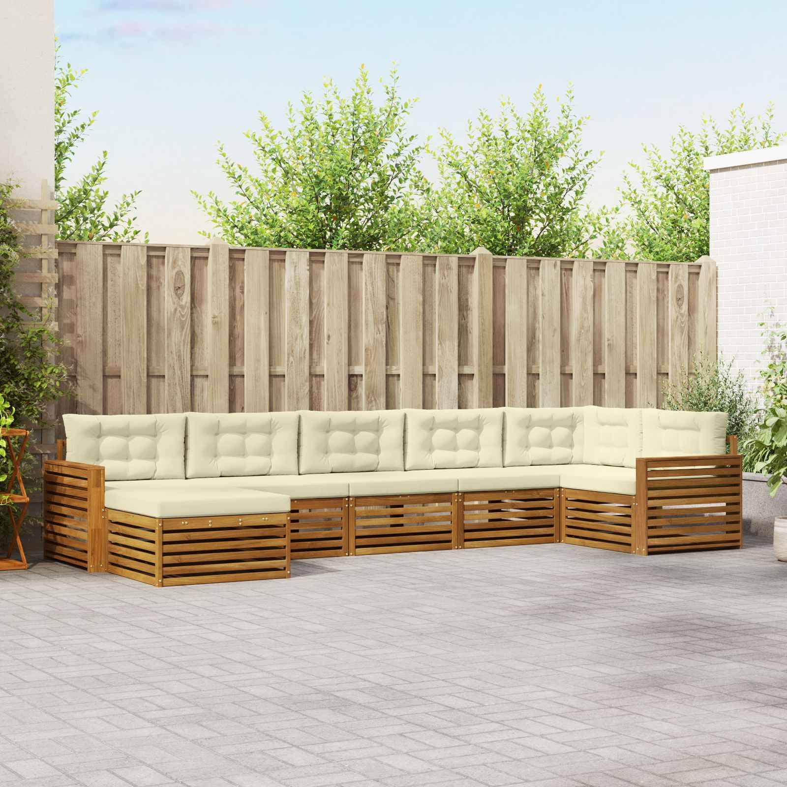 vidaXL Sofagarnituren 7 pcs Natur und Creme Massivholz Akazie