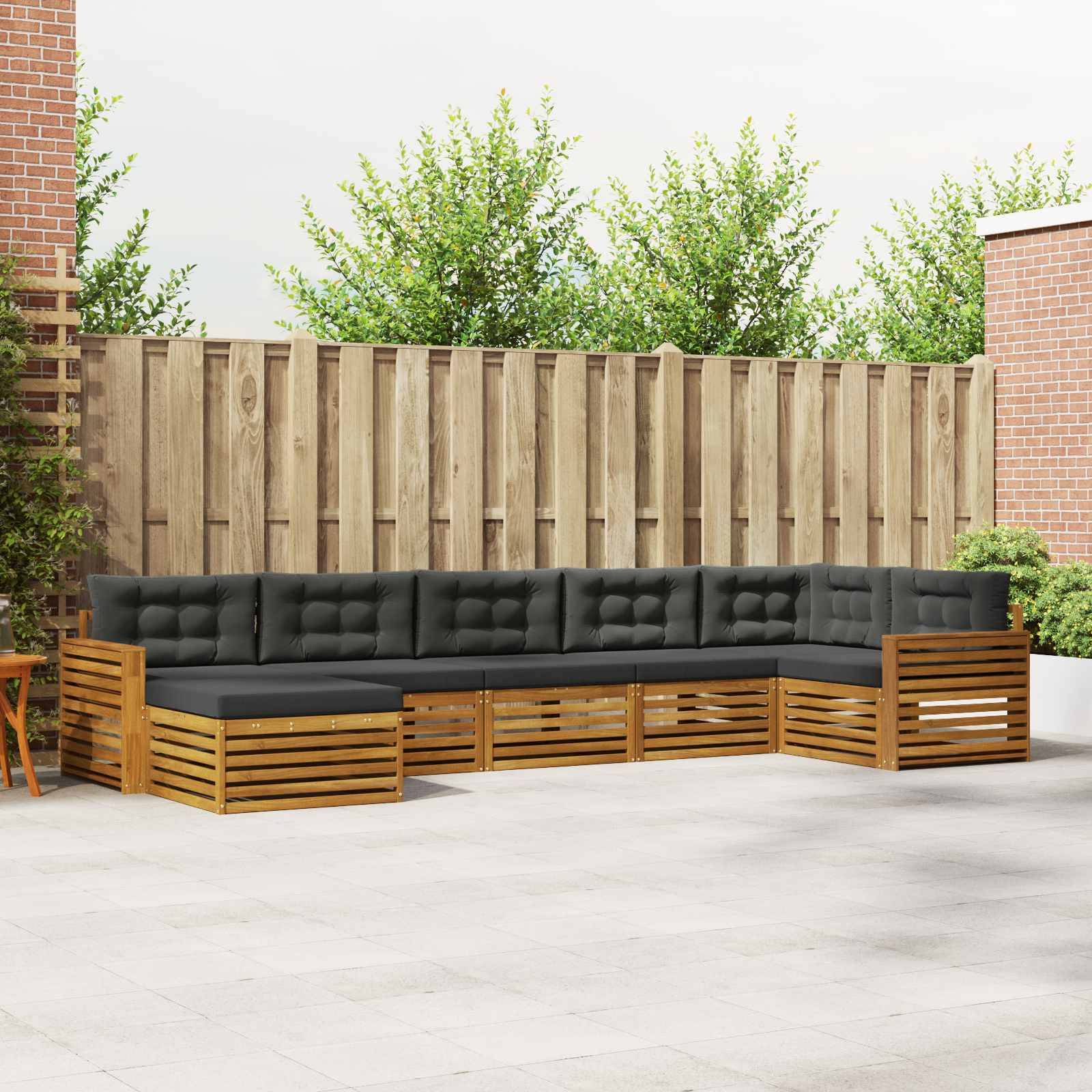 vidaXL Sofagarnituren 7 pcs Natur und Anthrazit Massivholz Akazie