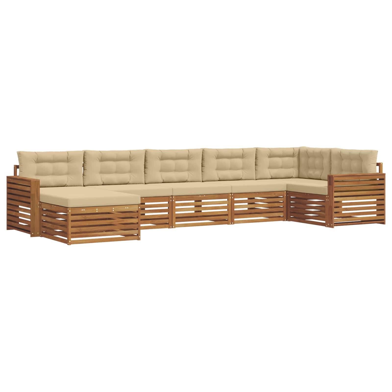 vidaXL Sofagarnituren 7 pcs Natur und Beige Massivholz Akazie