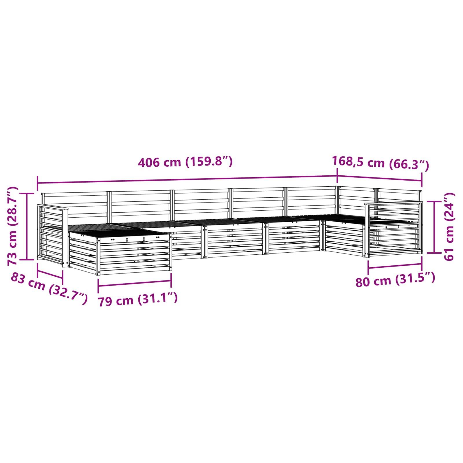 vidaXL Sofagarnituren 7 pcs Natur Massivholz Akazie