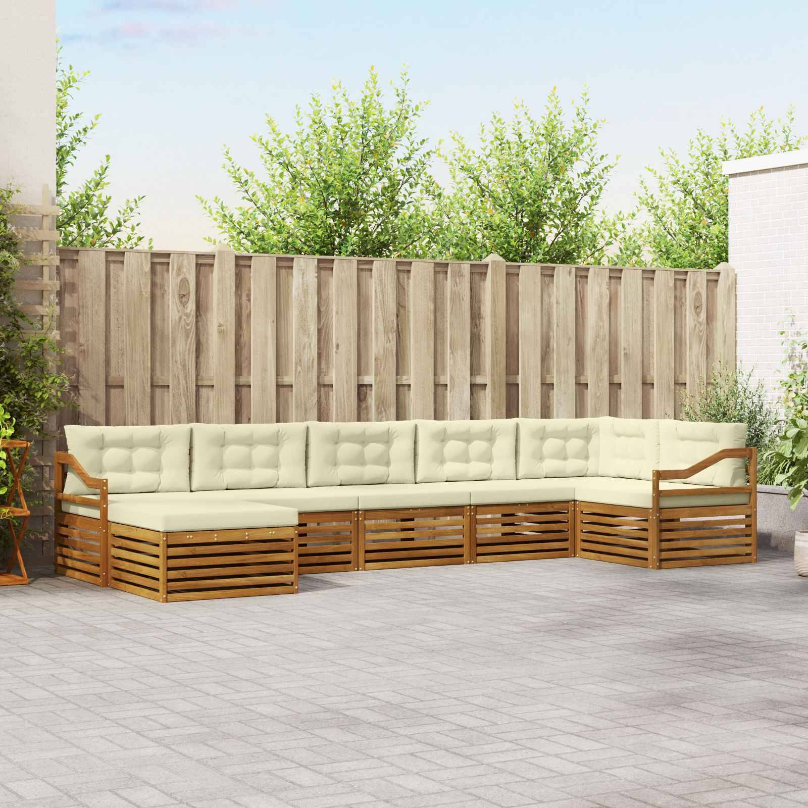 vidaXL Sofagarnituren 7 pcs Natur und Creme Massivholz Akazie