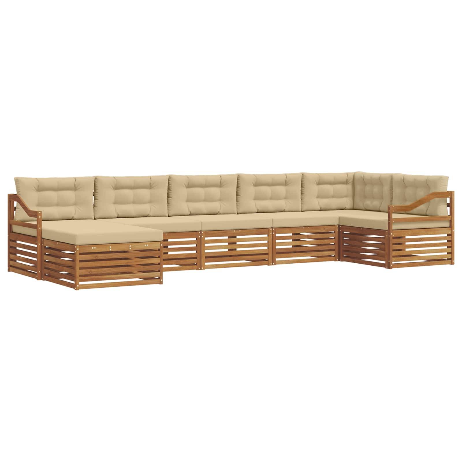 vidaXL Sofagarnituren 7 pcs Natur und Beige Massivholz Akazie