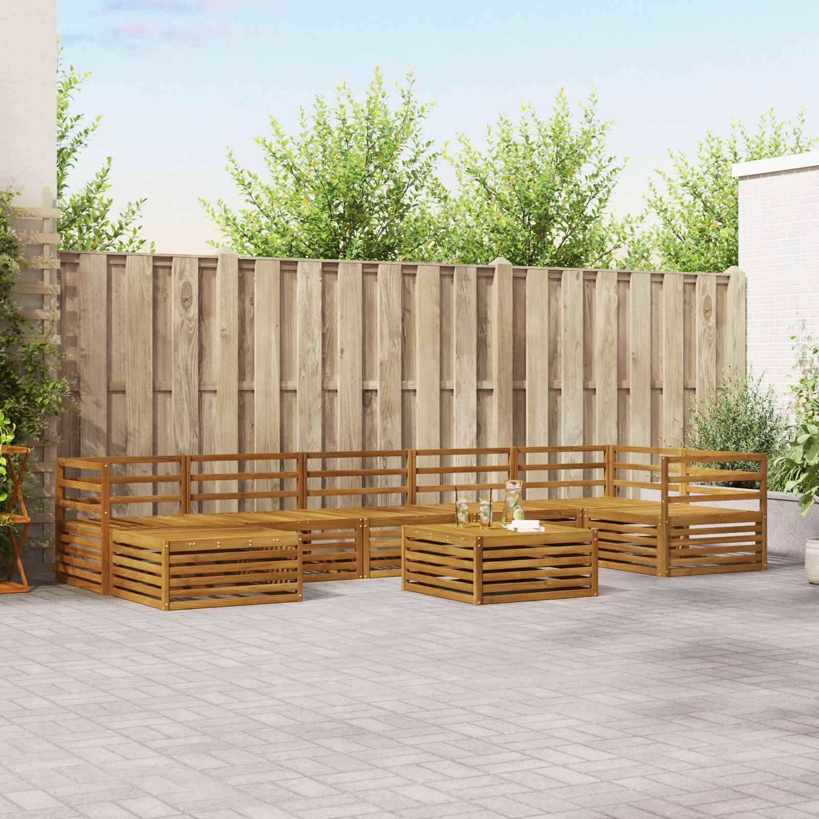 vidaXL Outdoor-Sofagarnitur 8 pcs Natur Massivholz Akazie
