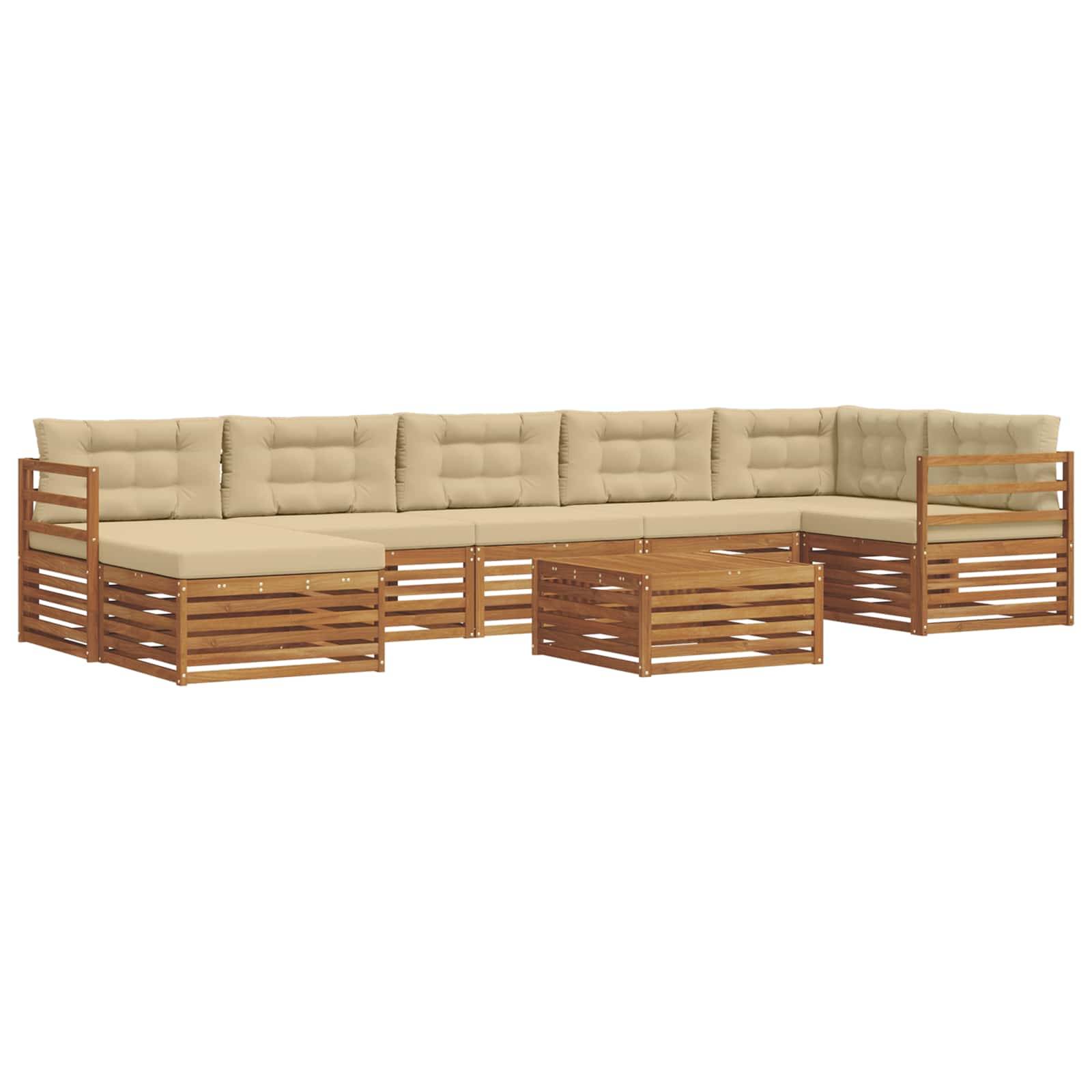 vidaXL Outdoor-Sofagarnitur 8 pcs Natur und Beige Massivholz Akazie