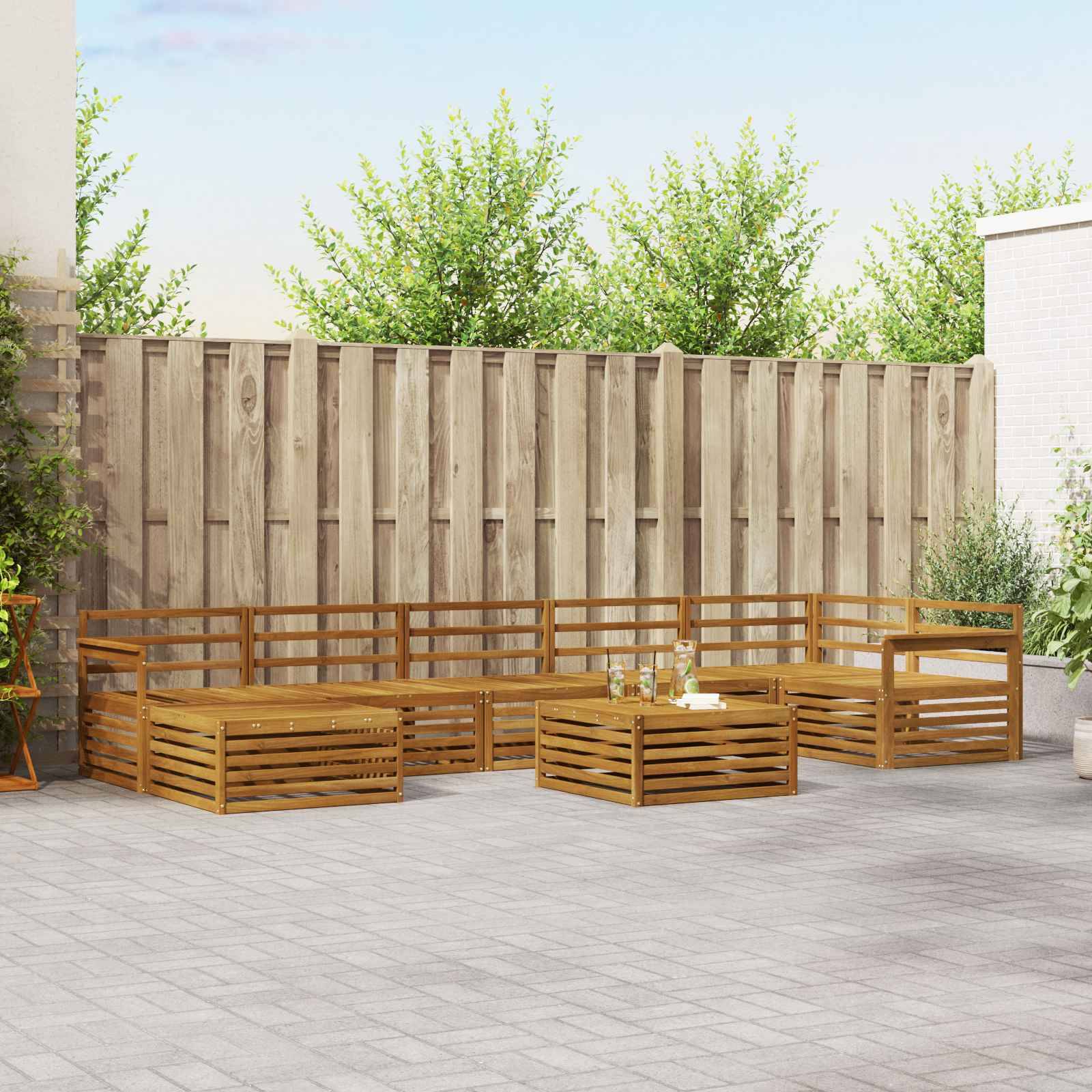 vidaXL Outdoor-Sofagarnitur 8 pcs Natur Massivholz Akazie
