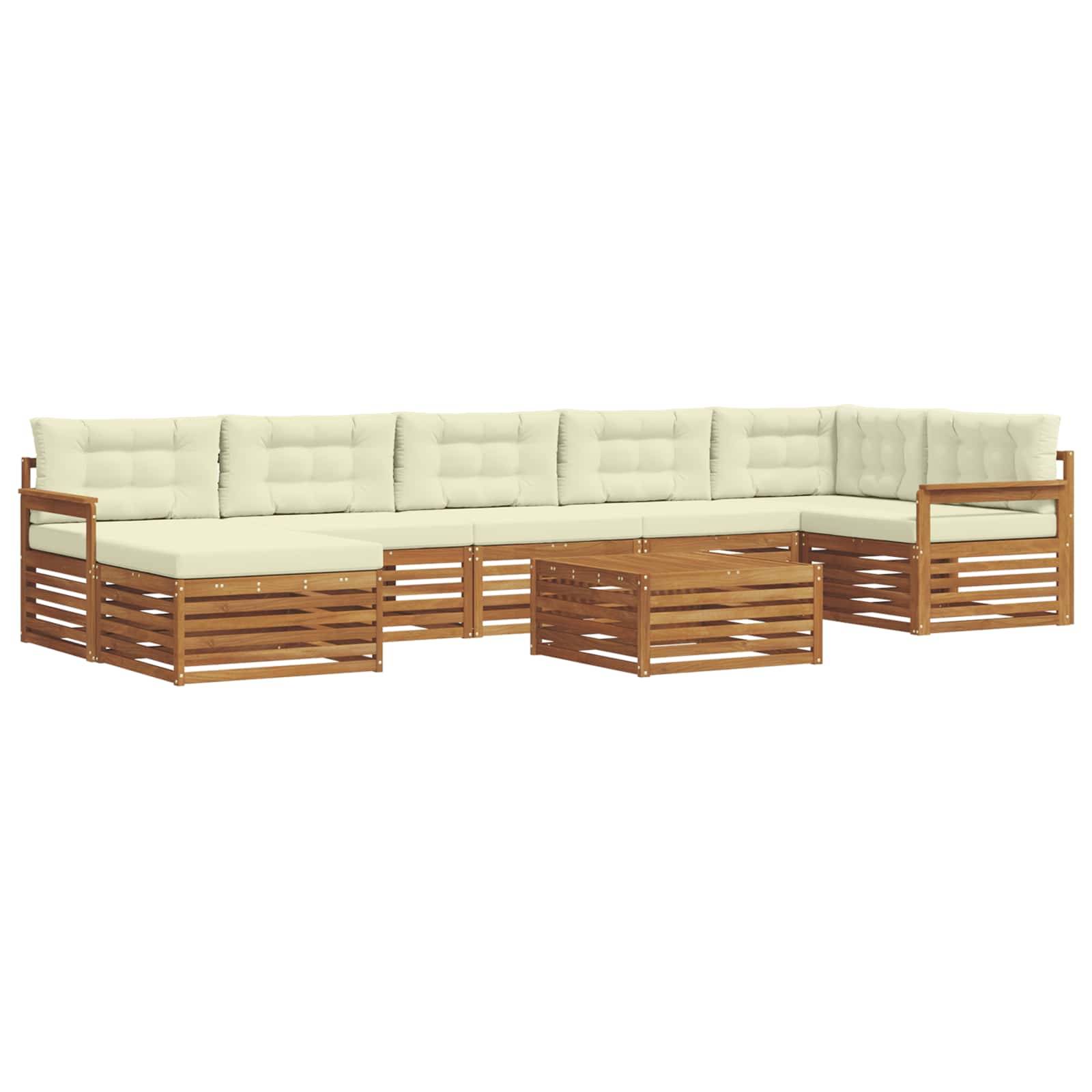 vidaXL Outdoor-Sofagarnitur 8 pcs Natur und Creme Massivholz Akazie