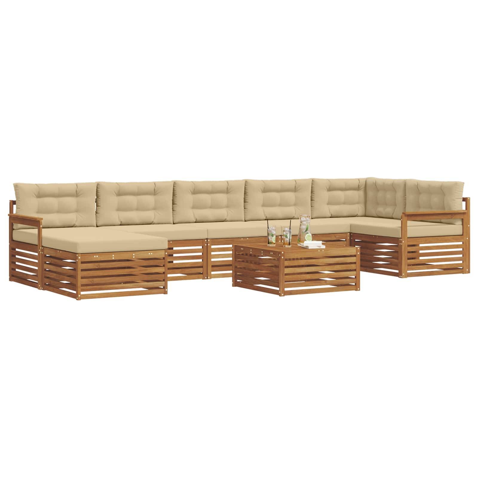 vidaXL Outdoor-Sofagarnitur 8 pcs Natur und Beige Massivholz Akazie