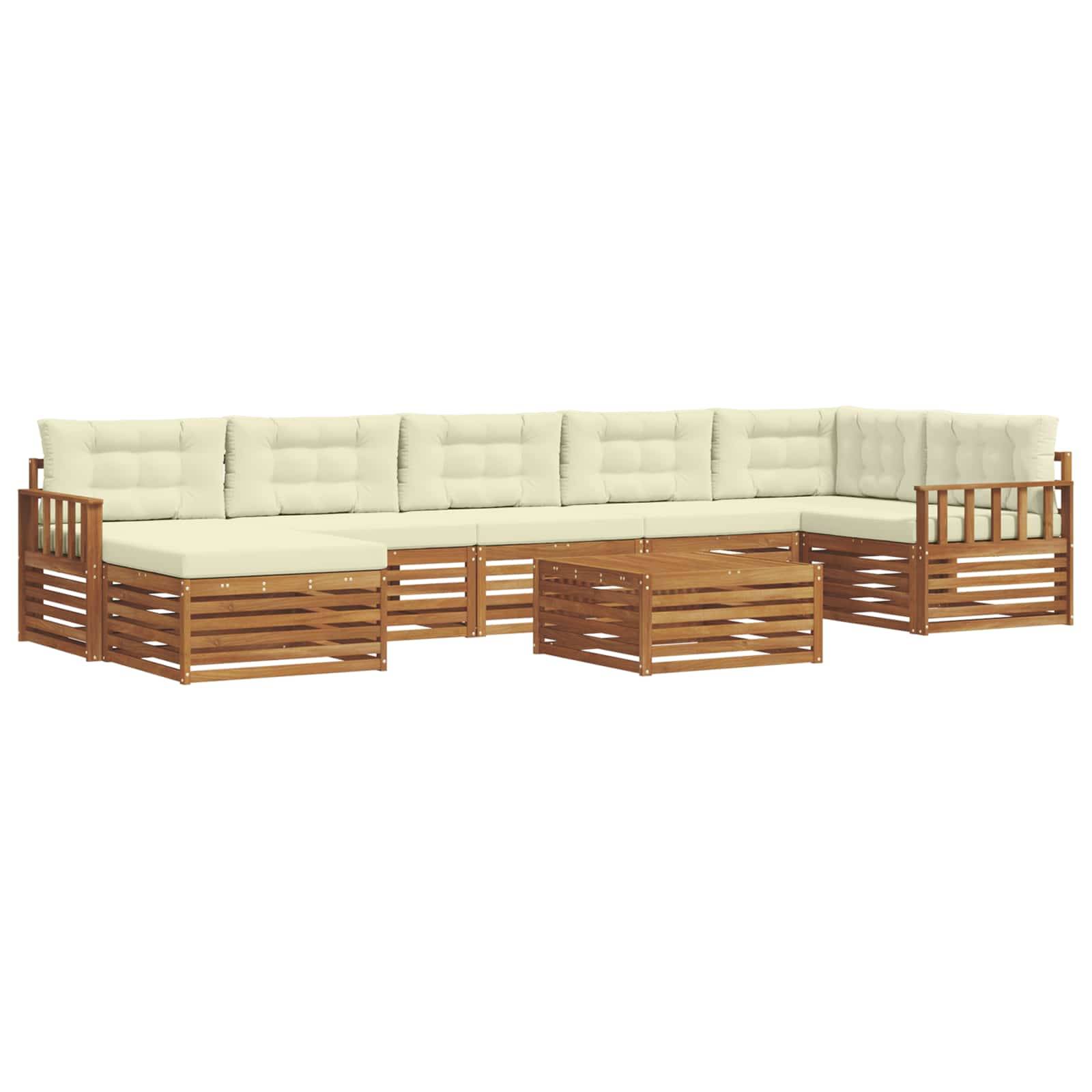 vidaXL Outdoor-Sofagarnitur 8 pcs Natur und Creme Massivholz Akazie