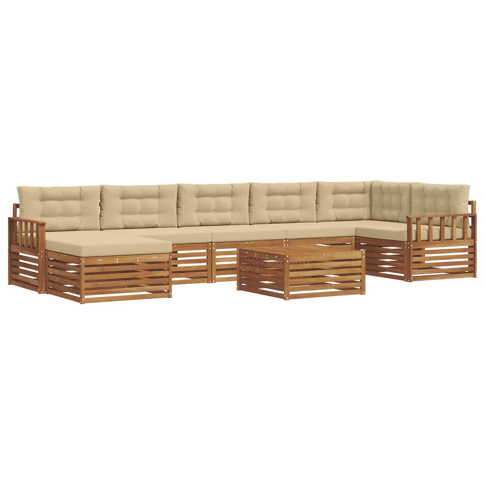 vidaXL Outdoor-Sofagarnitur 8 pcs Natur und Beige Massivholz Akazie