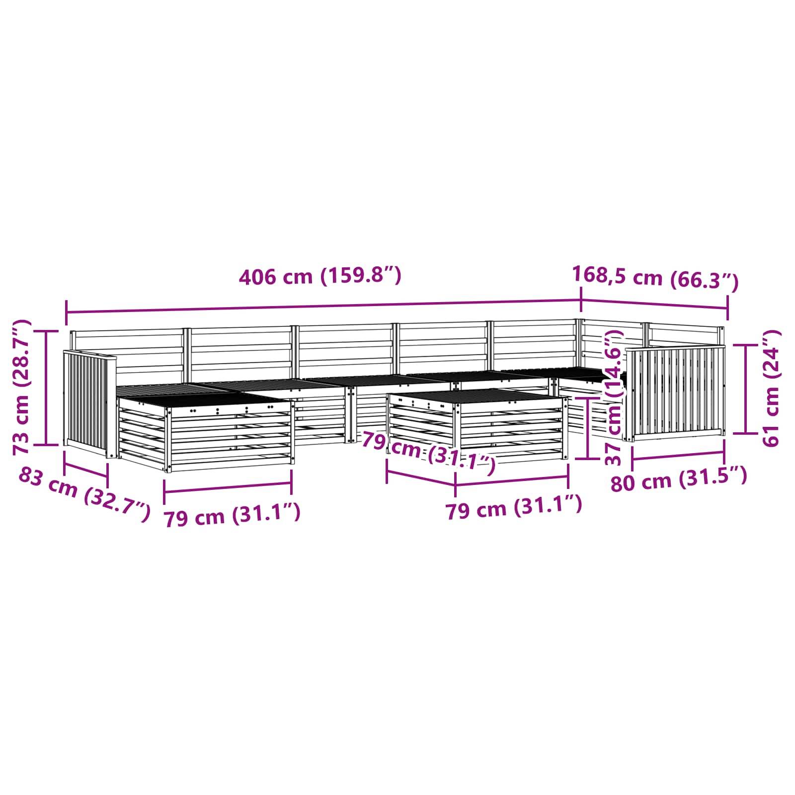 vidaXL Outdoor-Sofagarnitur 8 pcs Natur Massivholz Akazie