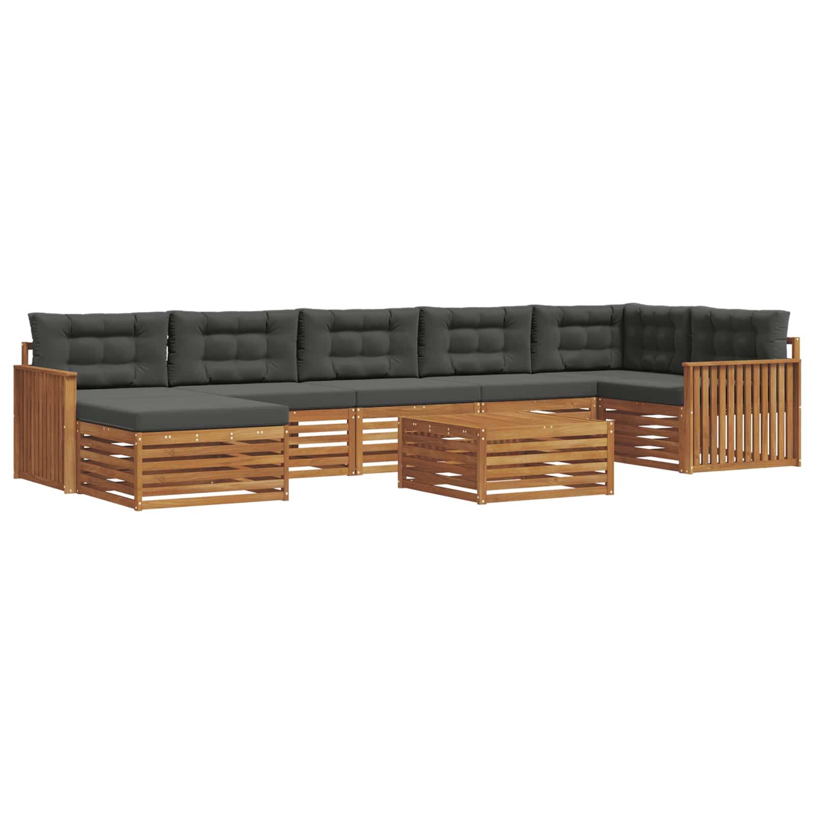 vidaXL Outdoor-Sofagarnitur mit Kissen 8 pcs Natur und Anthrazit