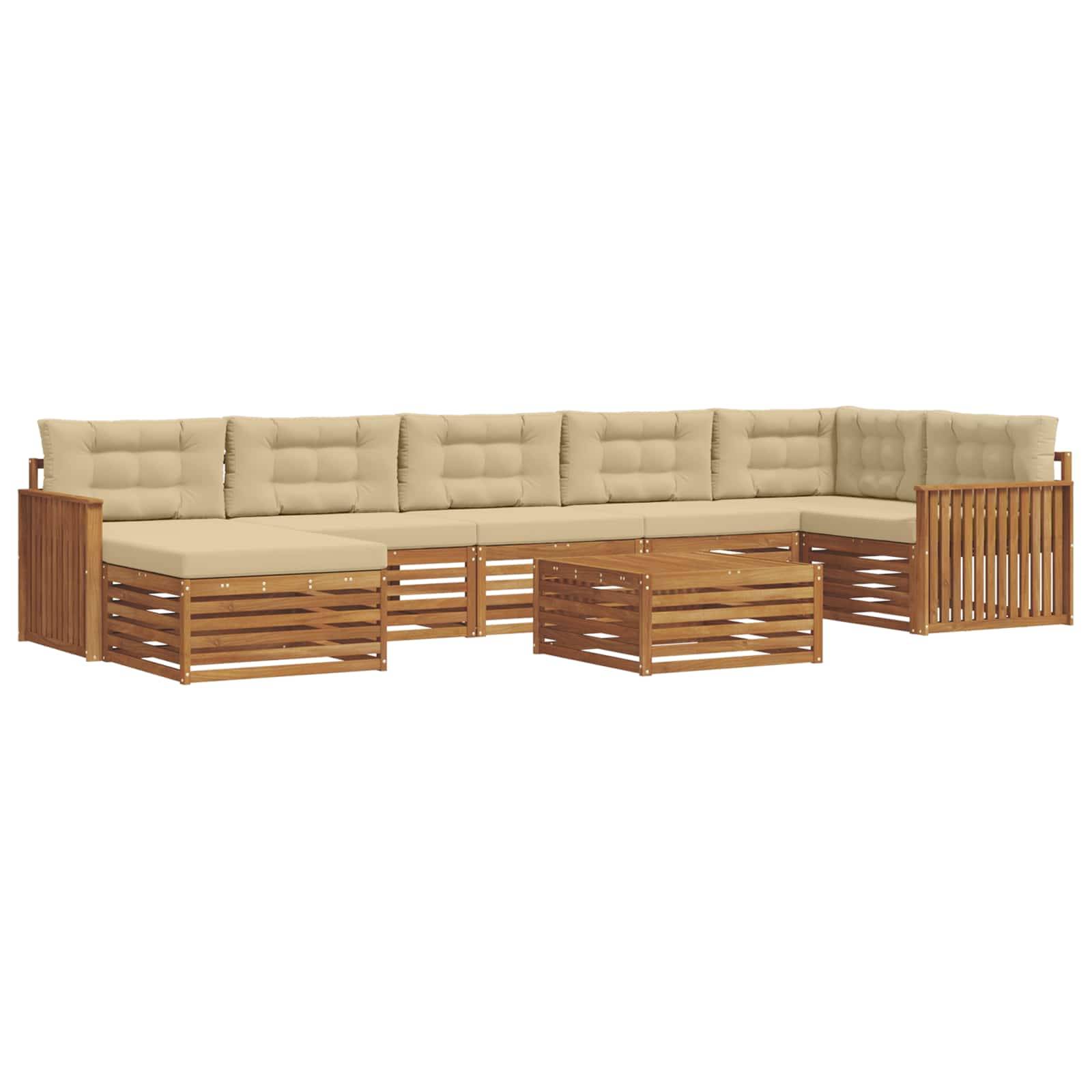 vidaXL Outdoor-Sofagarnitur 8 pcs Natur und Beige Massivholz Akazie