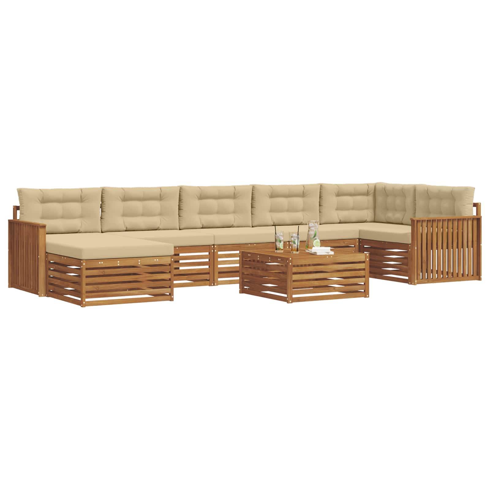 vidaXL Outdoor-Sofagarnitur 8 pcs Natur und Beige Massivholz Akazie
