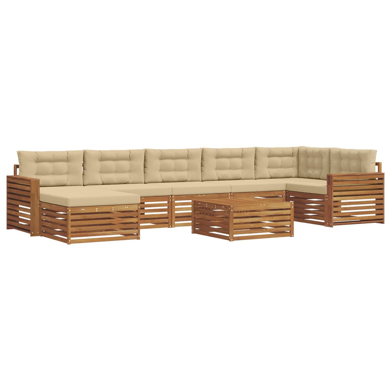 vidaXL Outdoor-Sofagarnitur 8 pcs Natur und Beige Massivholz Akazie